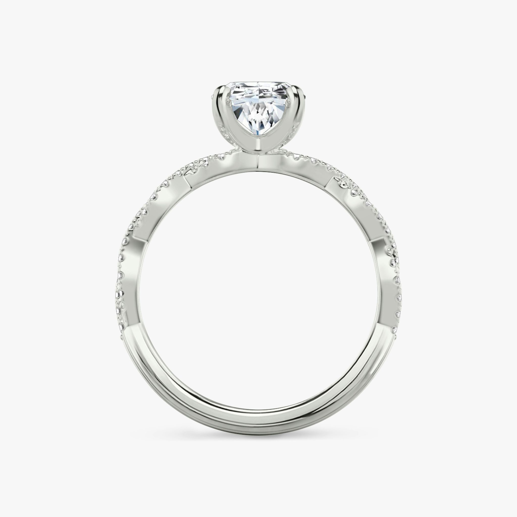 The Twisted Classic | Oval | 18k | White Gold | bandAccent: Double pavé | diamondOrientation: vertical | caratWeight: other