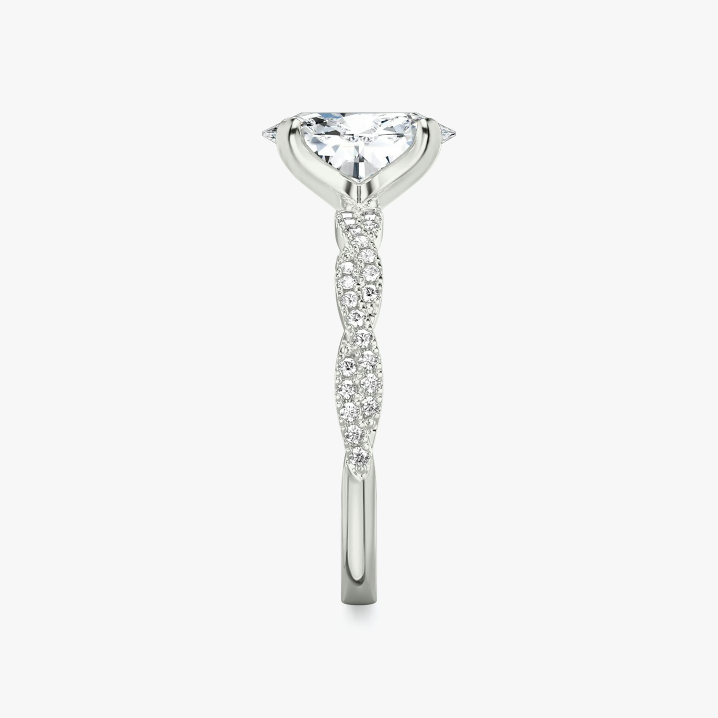 The Twisted Classic | Oval | Platinum | bandAccent: Double pavé | diamondOrientation: vertical | caratWeight: other