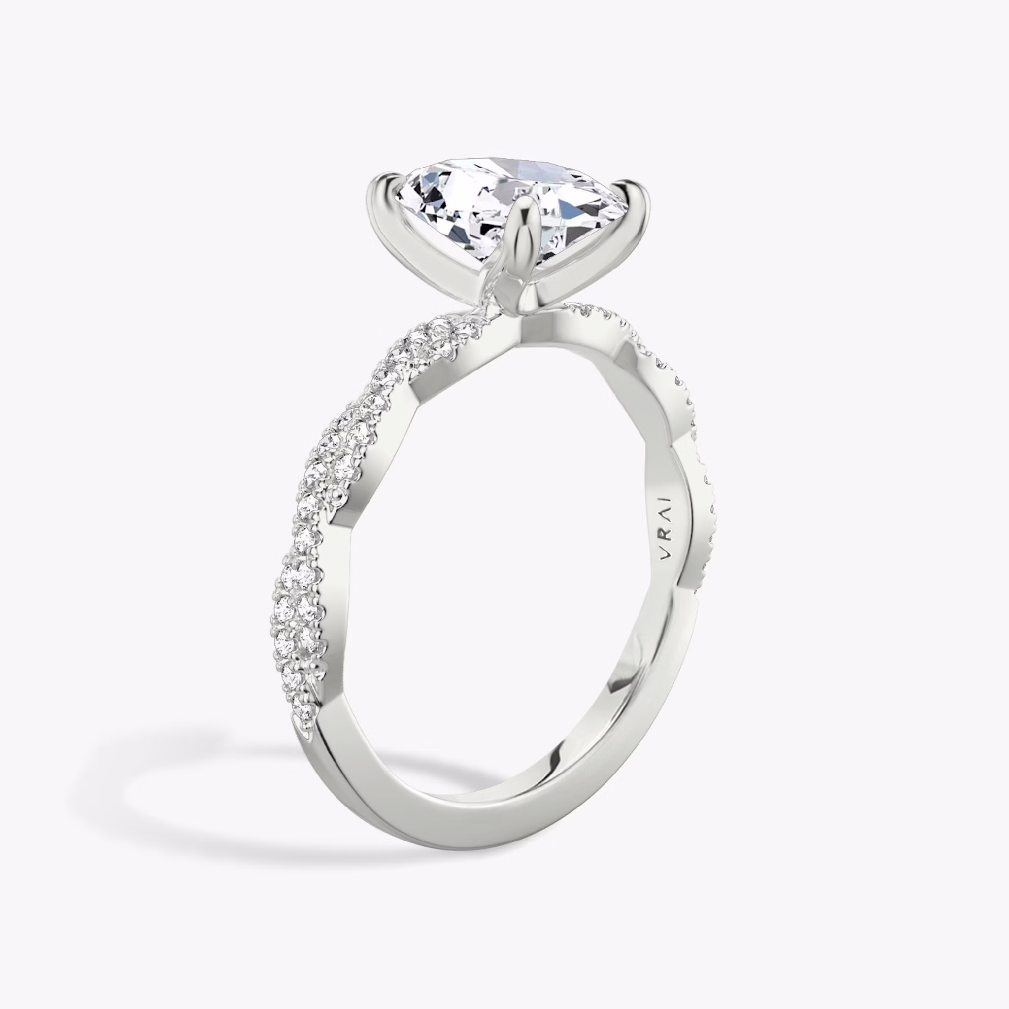 The Twisted Classic | Oval | 18k | White Gold | bandAccent: Double pavé | diamondOrientation: vertical | caratWeight: other