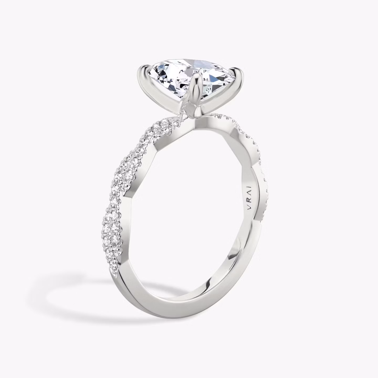 The Twisted Classic | Oval | Platinum | bandAccent: Double pavé | diamondOrientation: vertical | caratWeight: other