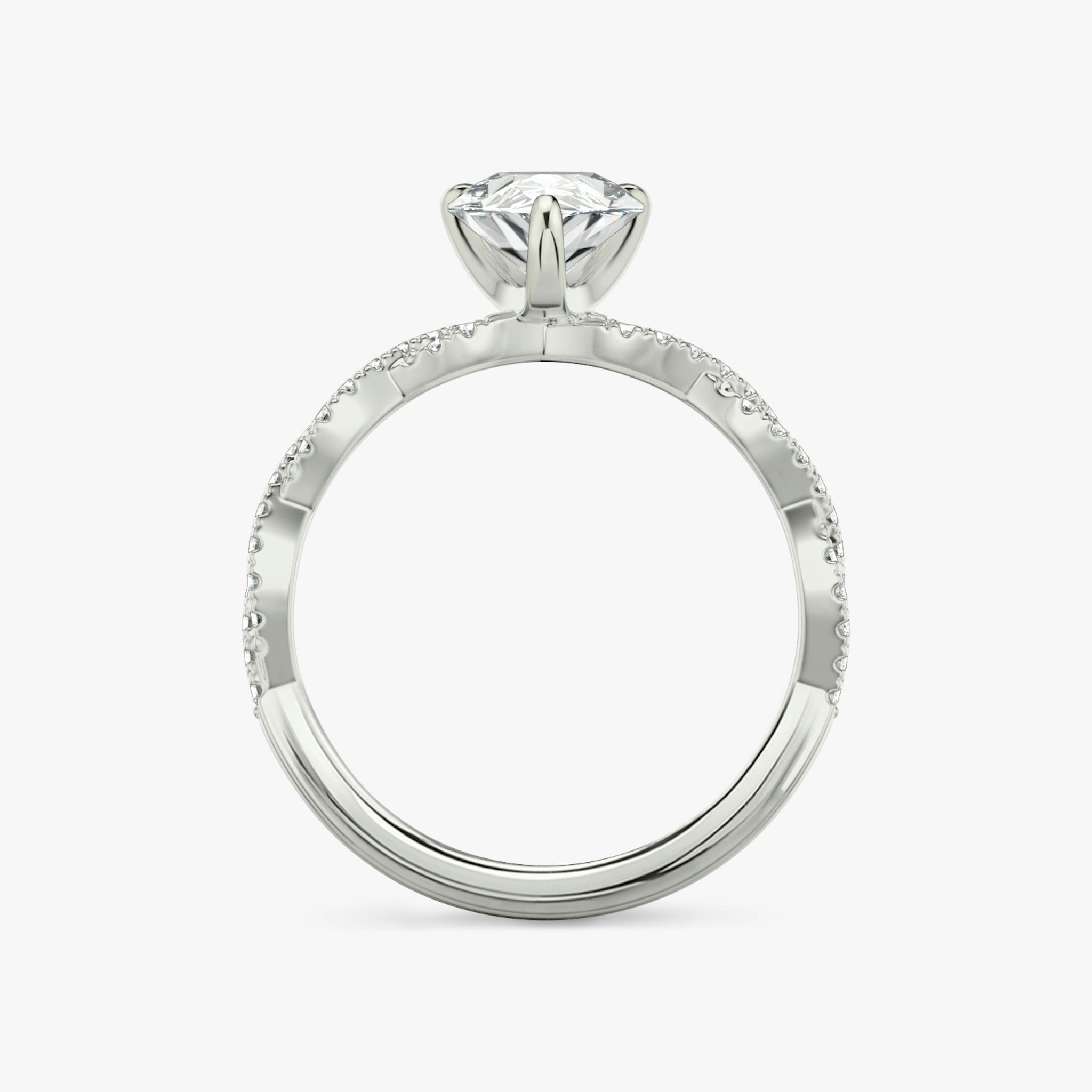 The Twisted Classic | Pear | Platinum | bandAccent: Double pavé | diamondOrientation: vertical | caratWeight: other