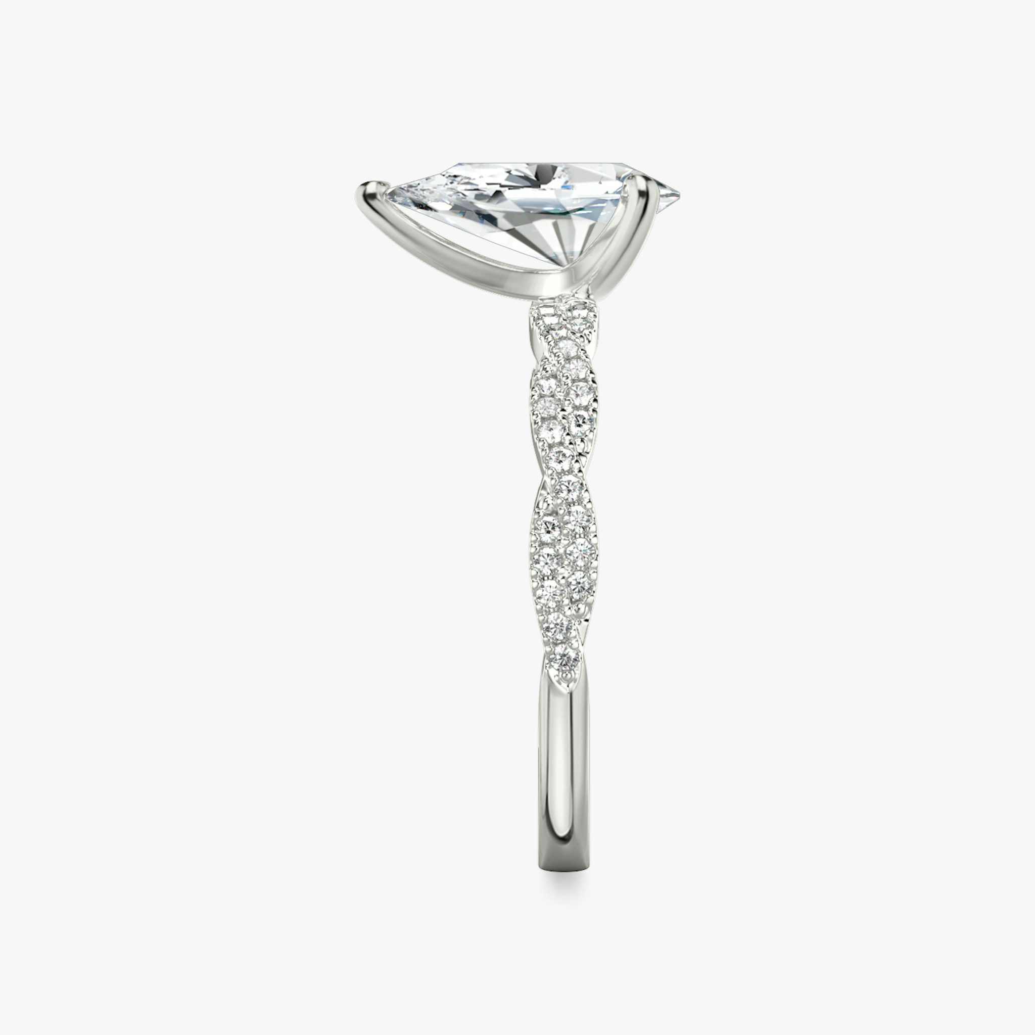 The Twisted Classic | Pear | Platinum | bandAccent: Double pavé | diamondOrientation: vertical | caratWeight: other