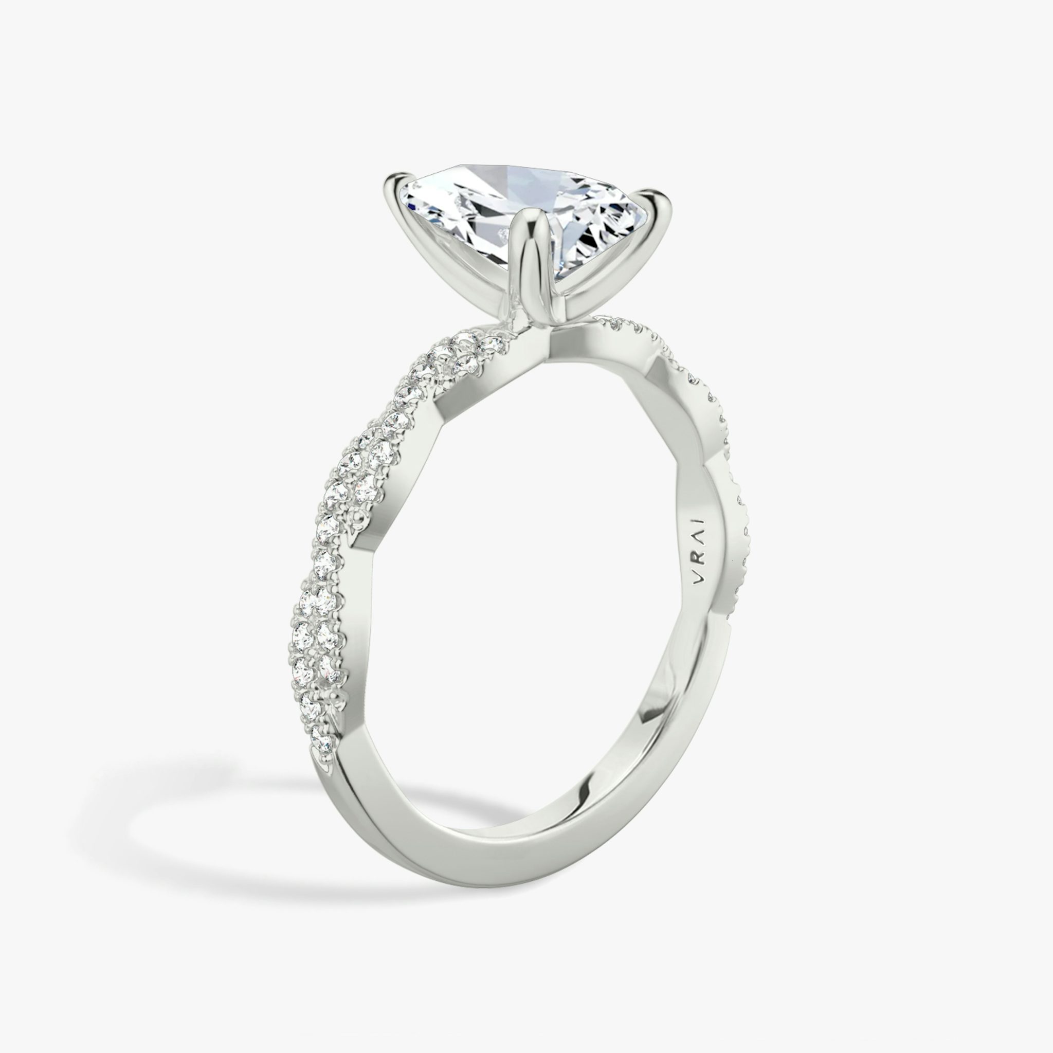 The Twisted Classic | Pear | Platinum | bandAccent: Double pavé | diamondOrientation: vertical | caratWeight: other