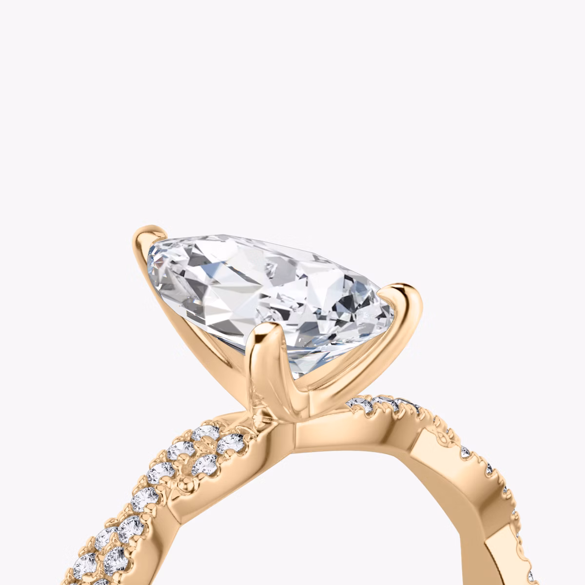 The Twisted Classic | Pear | 14k | Rose Gold | bandAccent: Double pavé | diamondOrientation: vertical | caratWeight: other