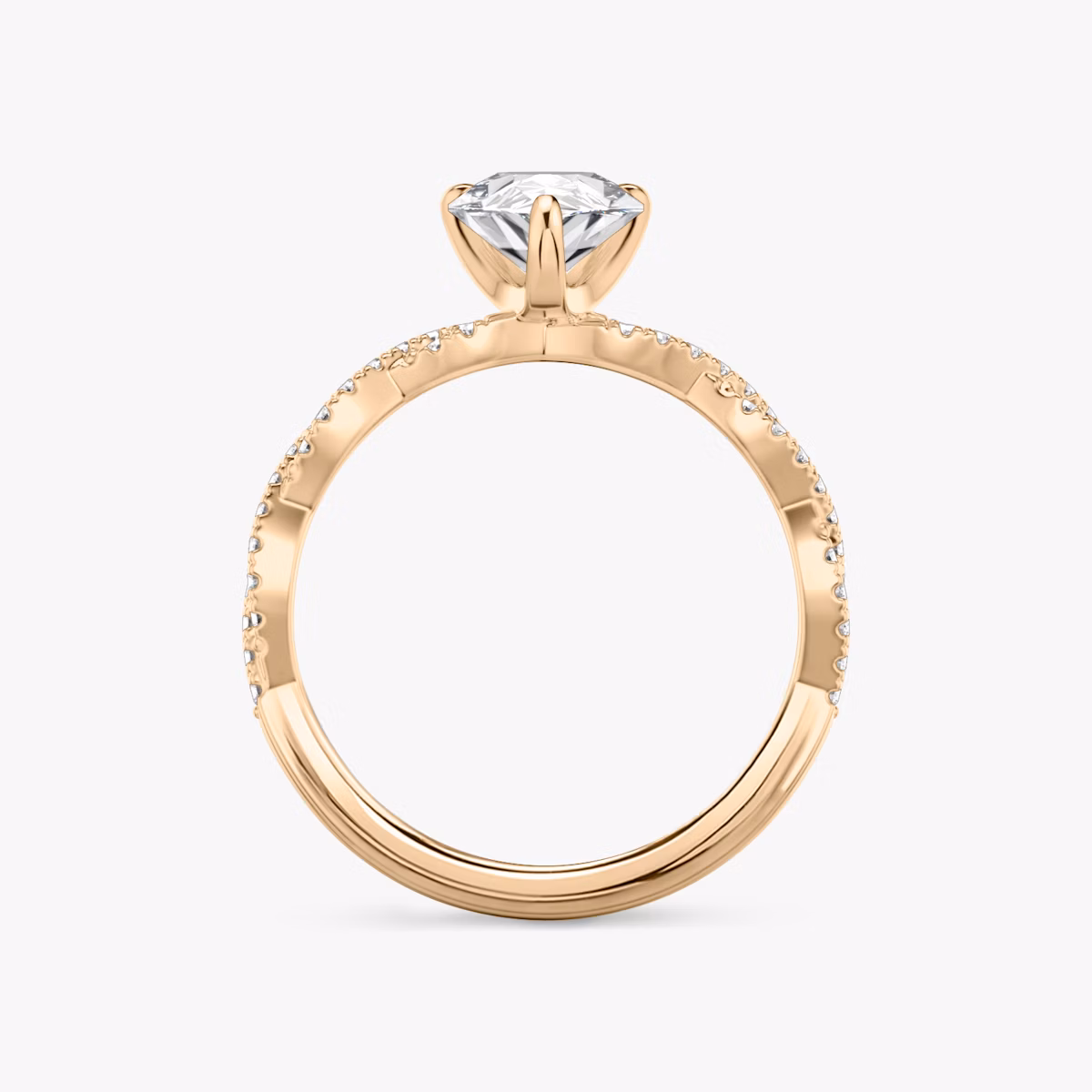 The Twisted Classic | Pear | 14k | Rose Gold | bandAccent: Double pavé | diamondOrientation: vertical | caratWeight: other