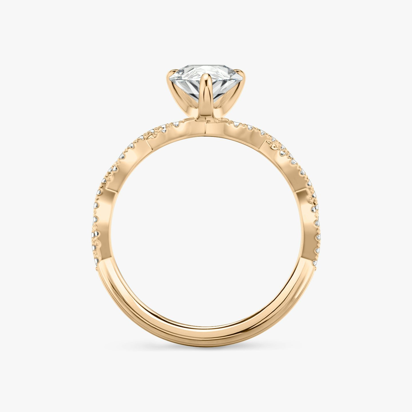 The Twisted Classic | Pear | 14k | Rose Gold | bandAccent: Double pavé | diamondOrientation: vertical | caratWeight: other