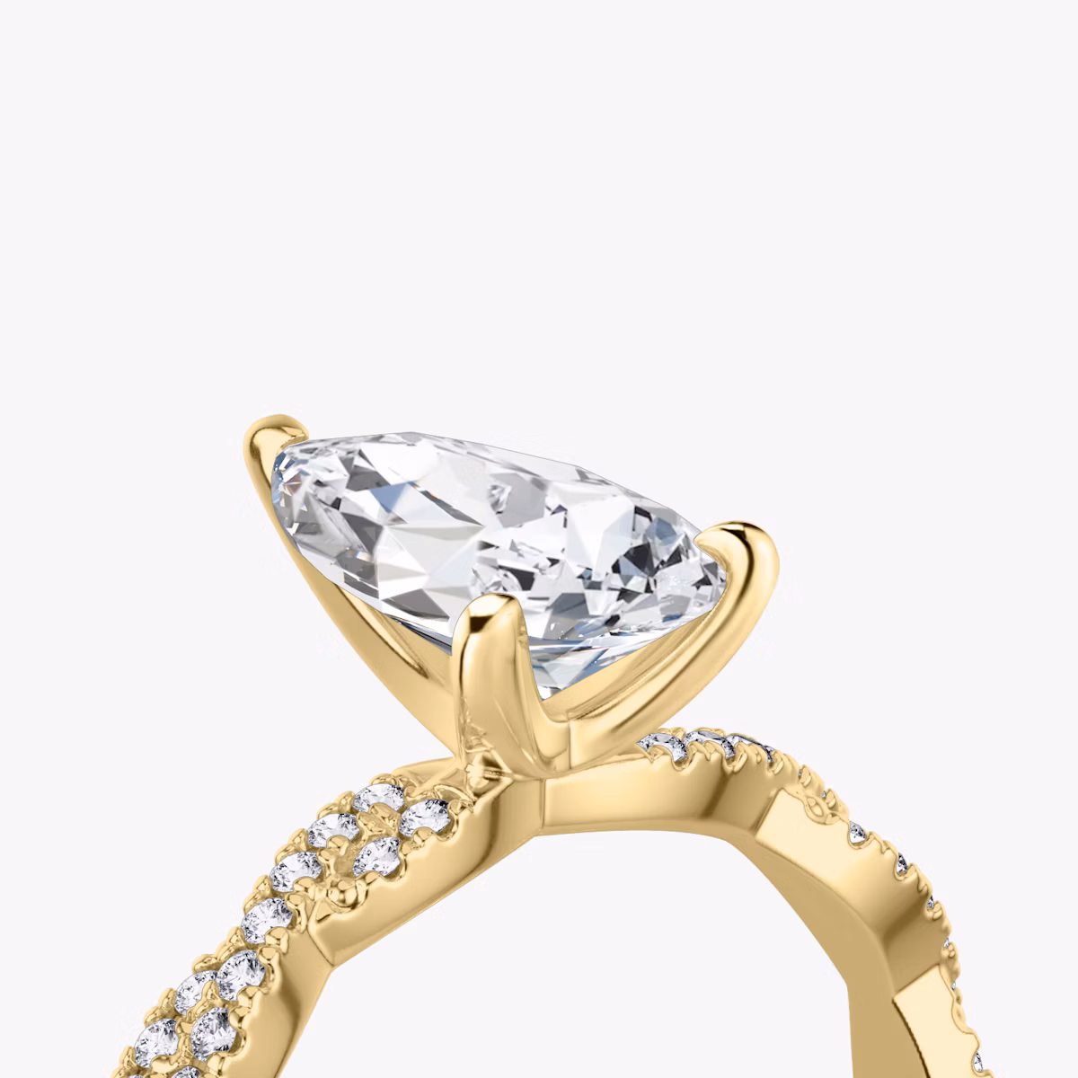 The Twisted Classic | Pear | 18k | Yellow Gold | bandAccent: Double pavé | diamondOrientation: vertical | caratWeight: other