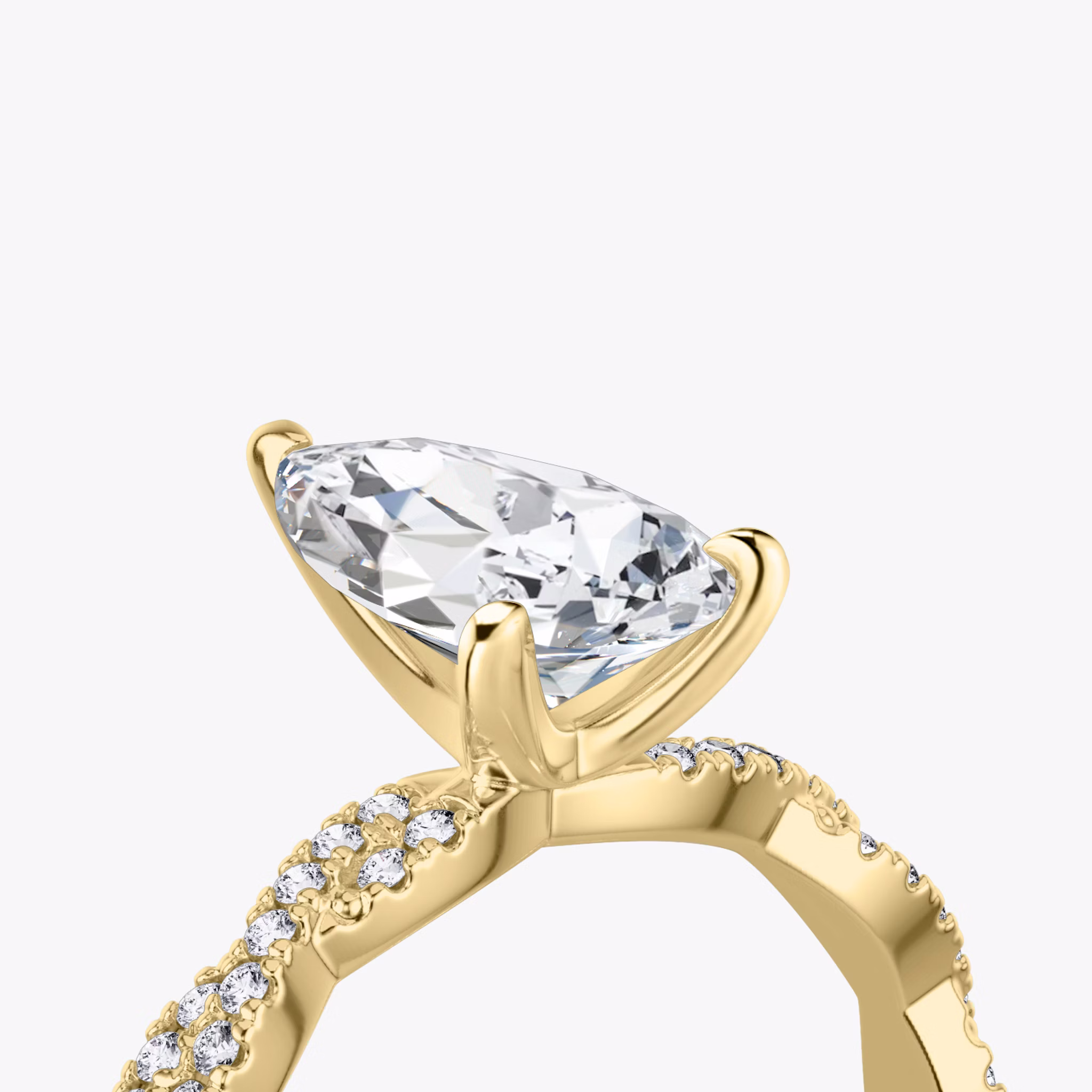The Twisted Classic | Pear | 18k | Yellow Gold | bandAccent: Double pavé | diamondOrientation: vertical | caratWeight: other