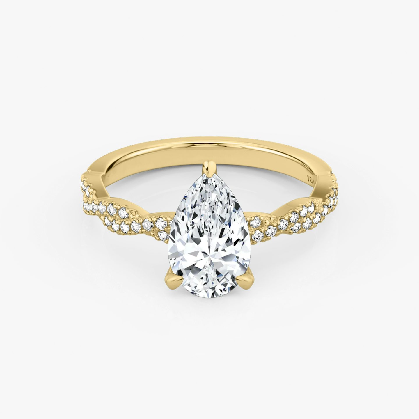 Anillo de compromiso Twisted Classic | Pera | 18k | Oro amarillo | bandAccent: Double pavé twisted | diamondOrientation: vertical | caratWeight: other