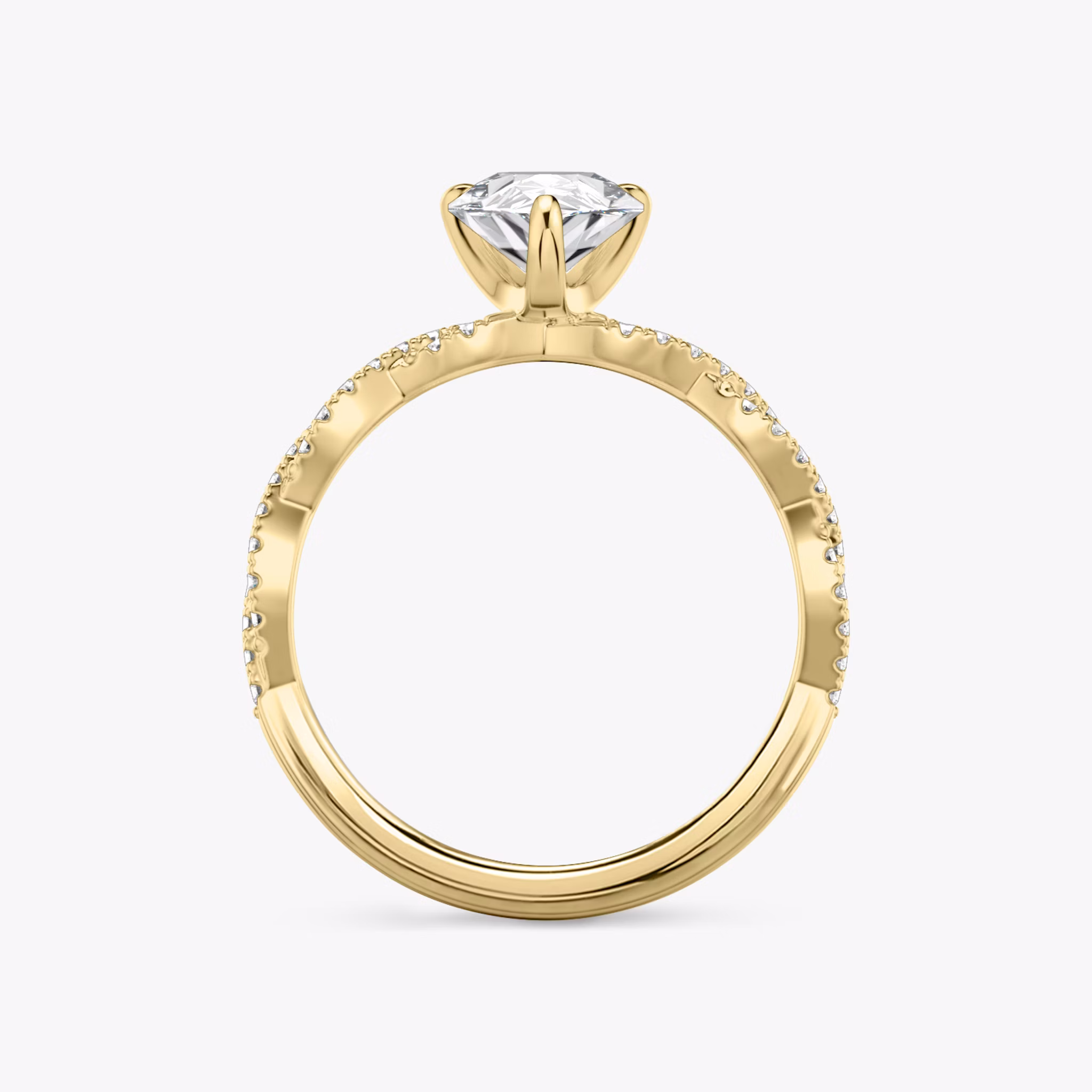 The Twisted Classic | Pear | 18k | Yellow Gold | bandAccent: Double pavé | diamondOrientation: vertical | caratWeight: other