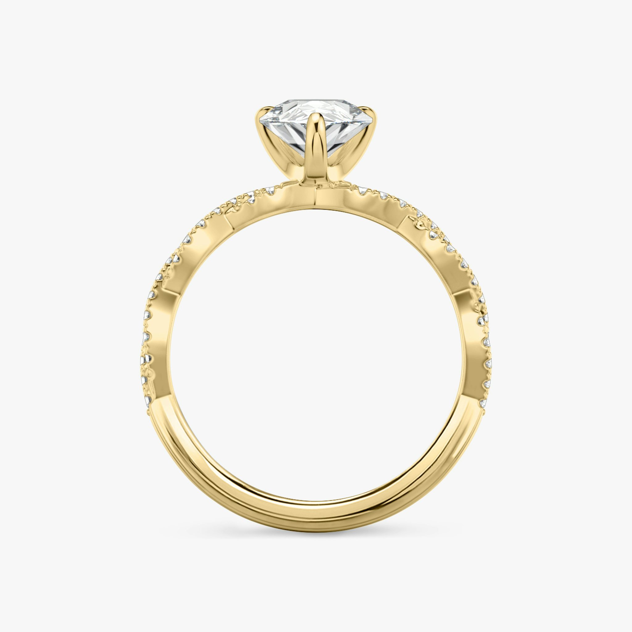 The Twisted Classic | Pear | 18k | Yellow Gold | bandAccent: Double pavé | diamondOrientation: vertical | caratWeight: other