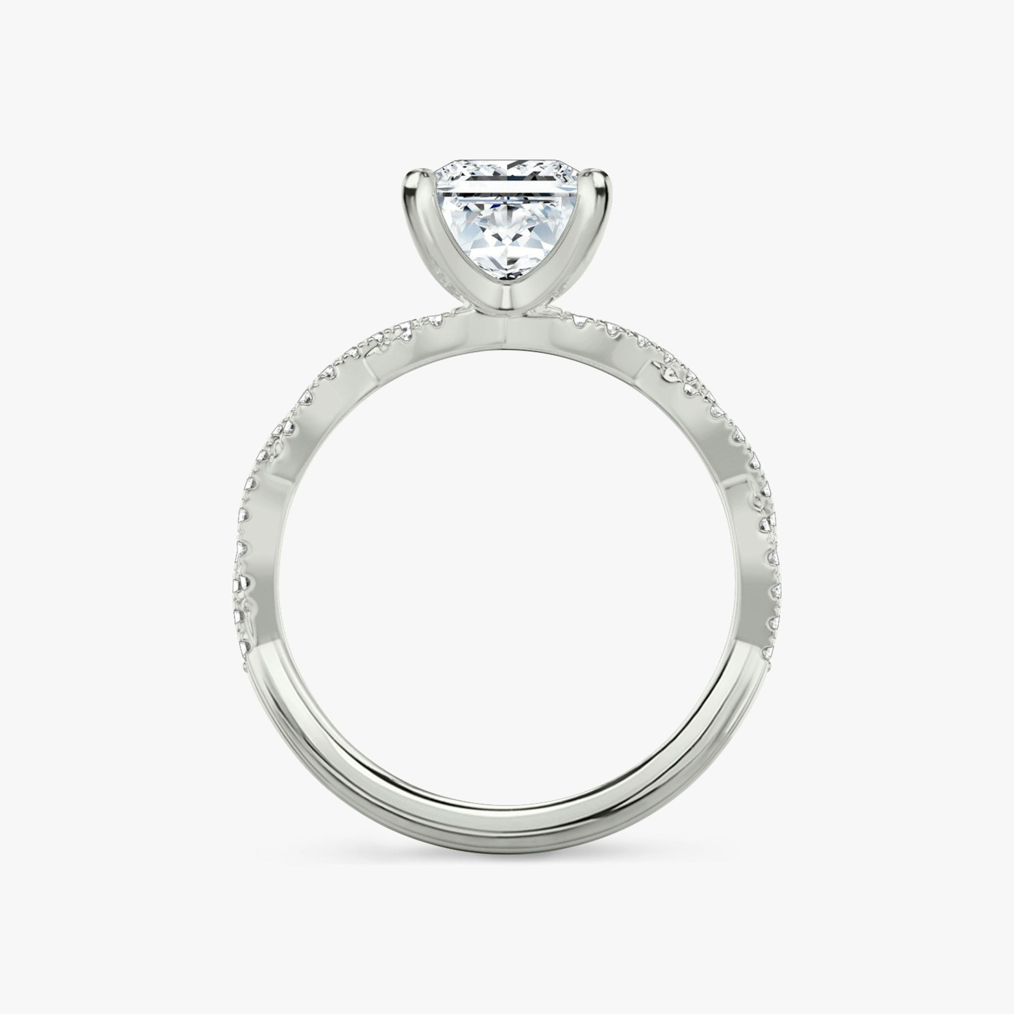 The Twisted Classic | Princess | 18k | White Gold | bandAccent: Double pavé | diamondOrientation: vertical | caratWeight: other