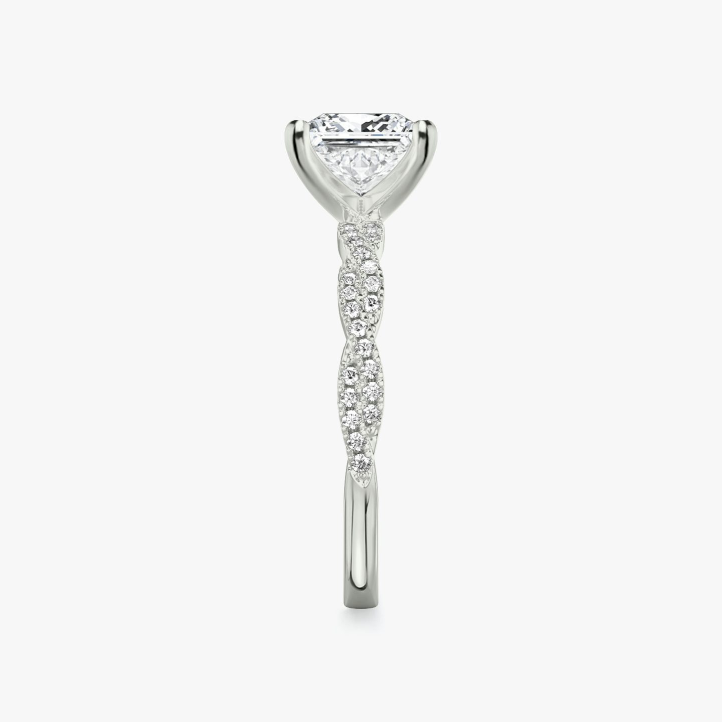 The Twisted Classic | Princess | 18k | White Gold | bandAccent: Double pavé | diamondOrientation: vertical | caratWeight: other