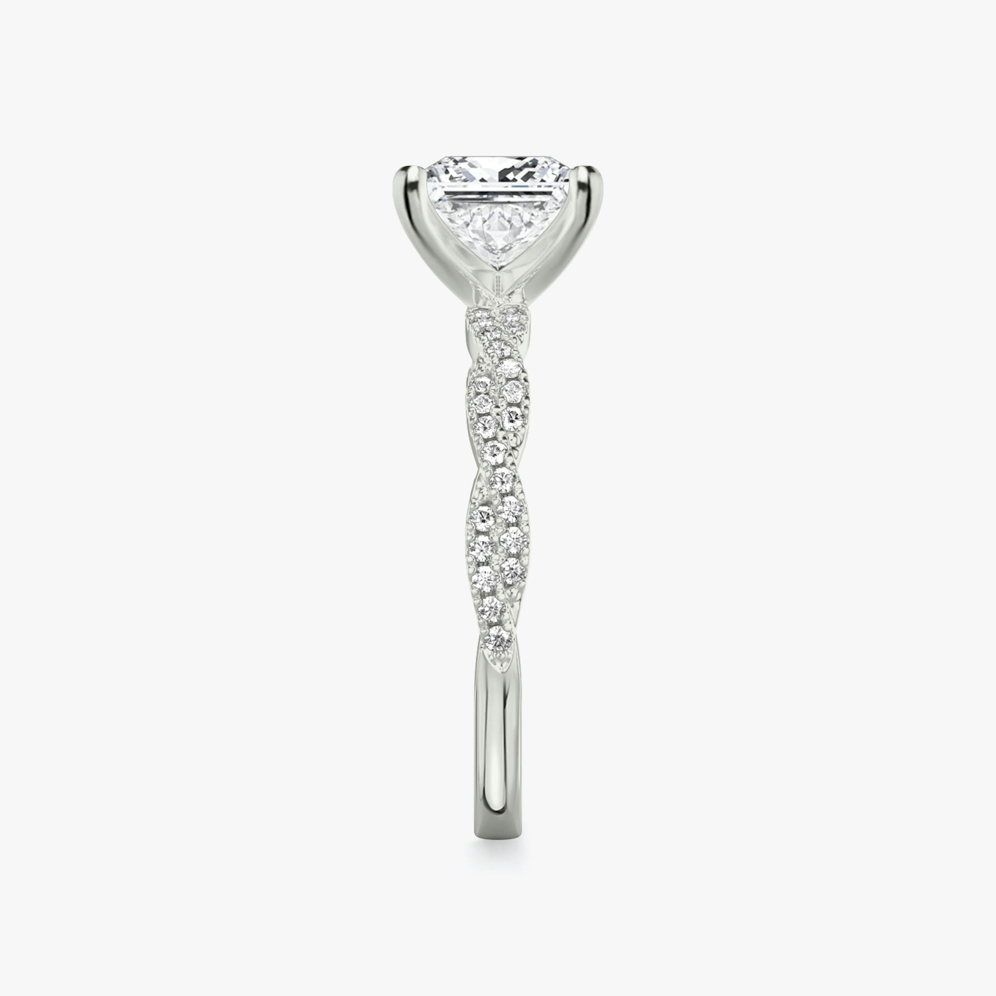 The Twisted Classic | Princess | 18k | White Gold | bandAccent: Double pavé | diamondOrientation: vertical | caratWeight: other