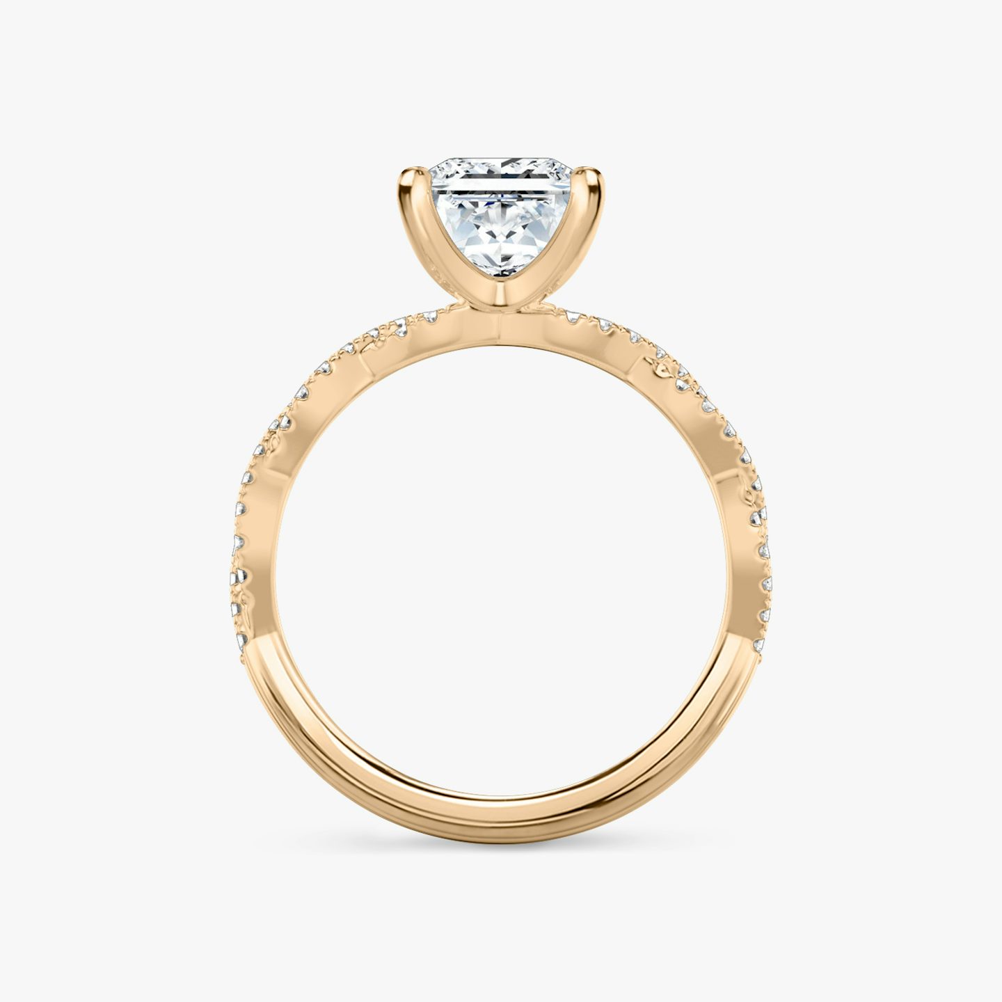 The Twisted Classic | Princess | 14k | Rose Gold | bandAccent: Double pavé | diamondOrientation: vertical | caratWeight: other