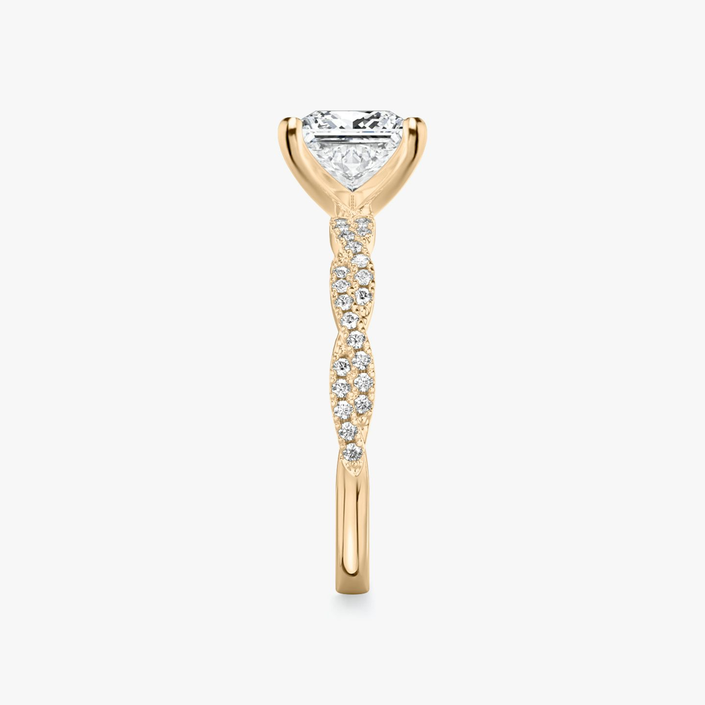 The Twisted Classic | Princess | 14k | Rose Gold | bandAccent: Double pavé | diamondOrientation: vertical | caratWeight: other