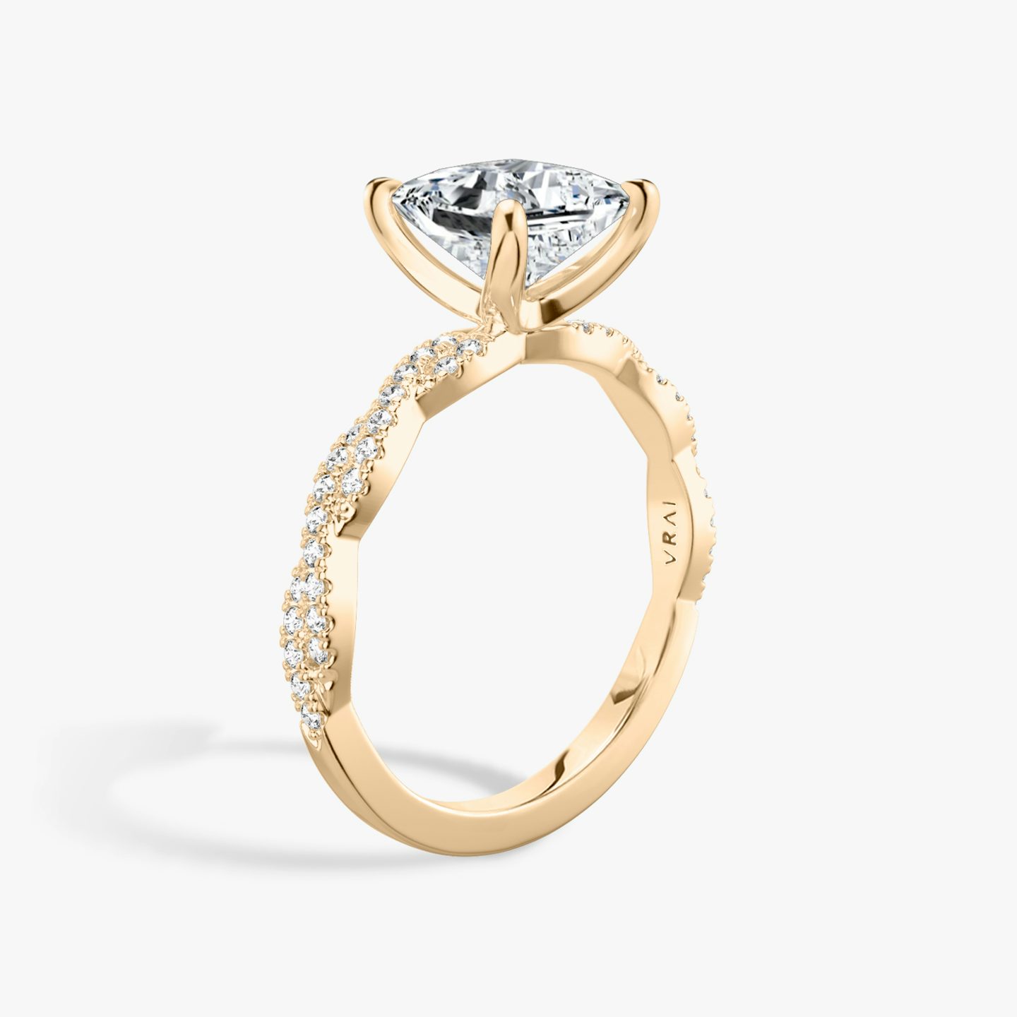 The Twisted Classic | Princess | 14k | Rose Gold | bandAccent: Double pavé | diamondOrientation: vertical | caratWeight: other