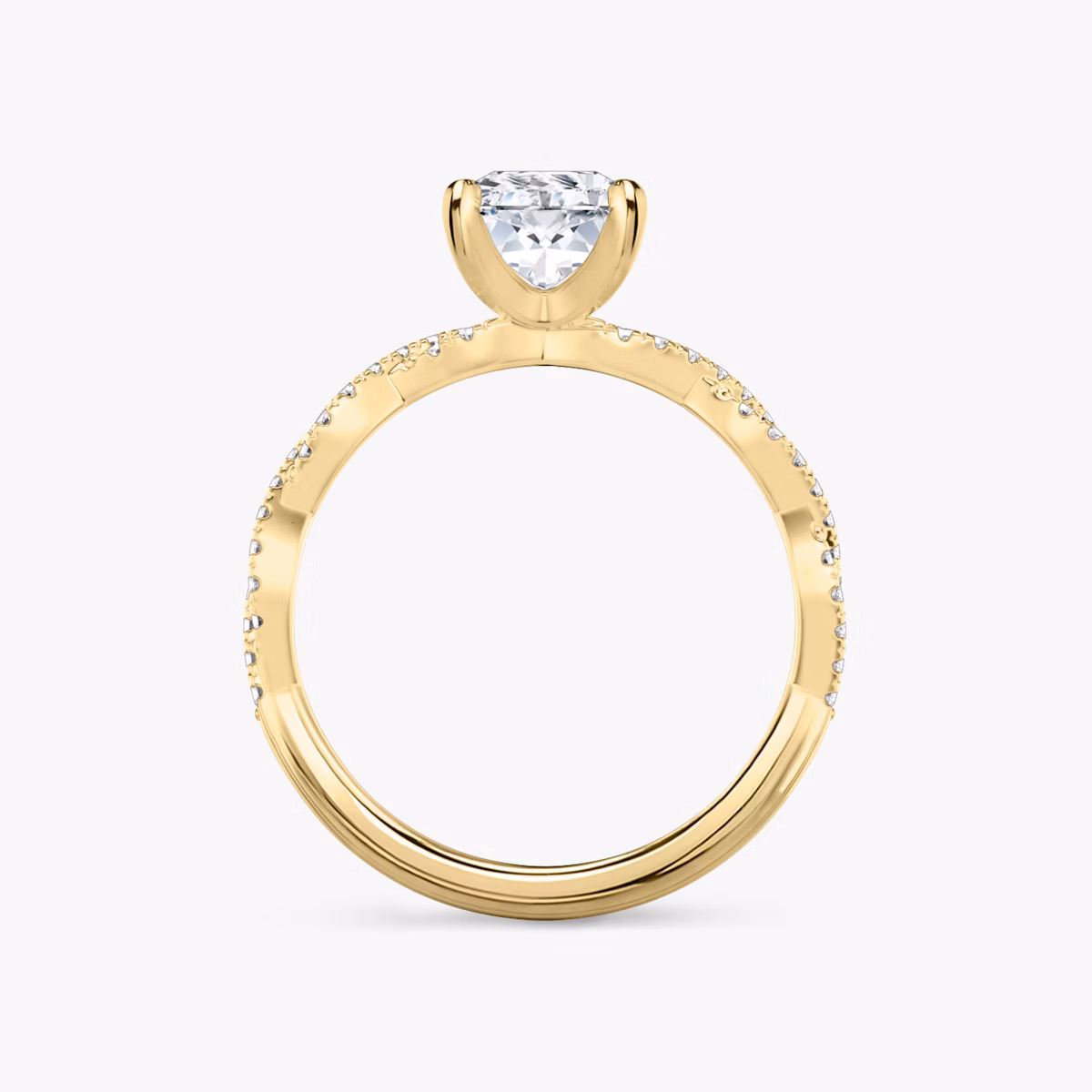 The Twisted Classic | Radiant | 18k | Yellow Gold | bandAccent: Double pavé | diamondOrientation: vertical | caratWeight: other