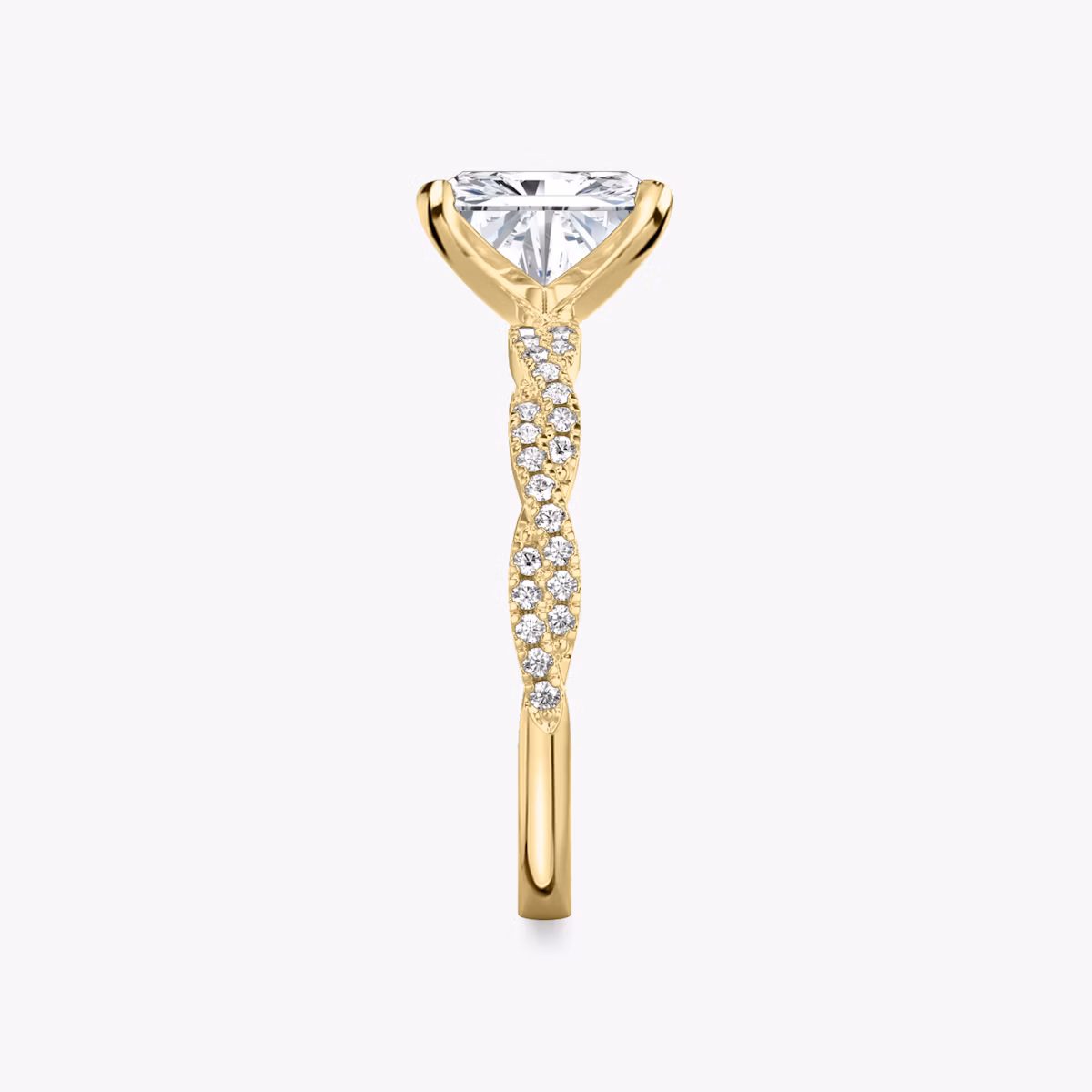 The Twisted Classic | Radiant | 18k | Yellow Gold | bandAccent: Double pavé | diamondOrientation: vertical | caratWeight: other