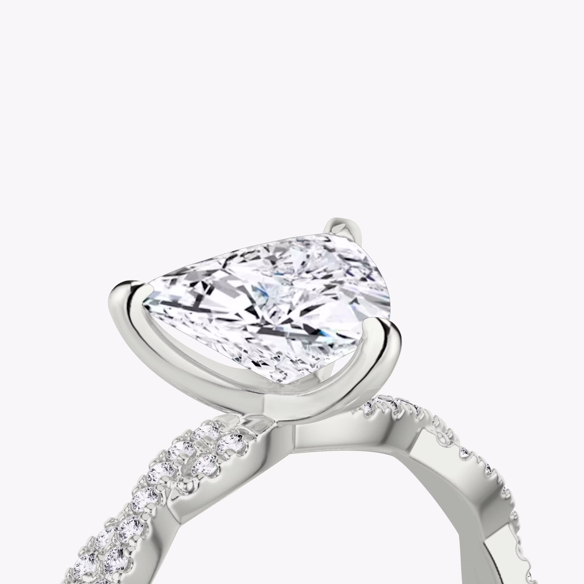 The Twisted Classic | Trillion | 18k | White Gold | bandAccent: Double pavé | diamondOrientation: vertical | caratWeight: other