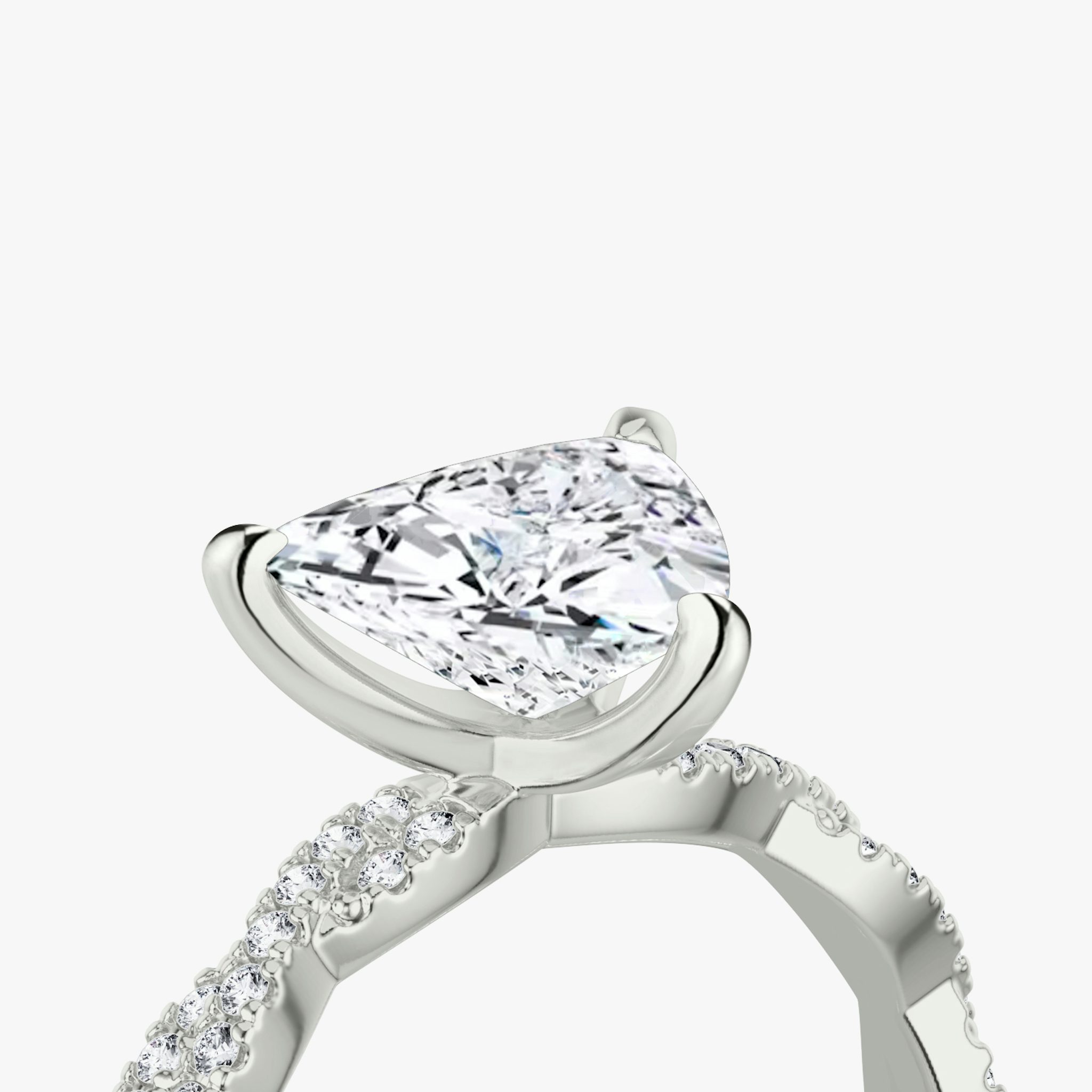 The Twisted Classic | Trillion | 18k | White Gold | bandAccent: Double pavé | diamondOrientation: vertical | caratWeight: other