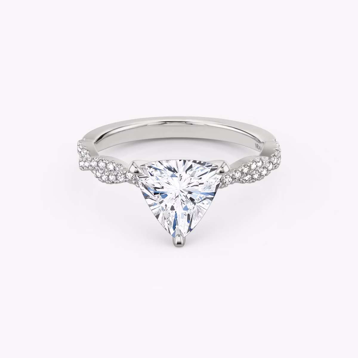 The Twisted Classic | Trillion | Platinum | bandAccent: Double pavé | diamondOrientation: vertical | caratWeight: other