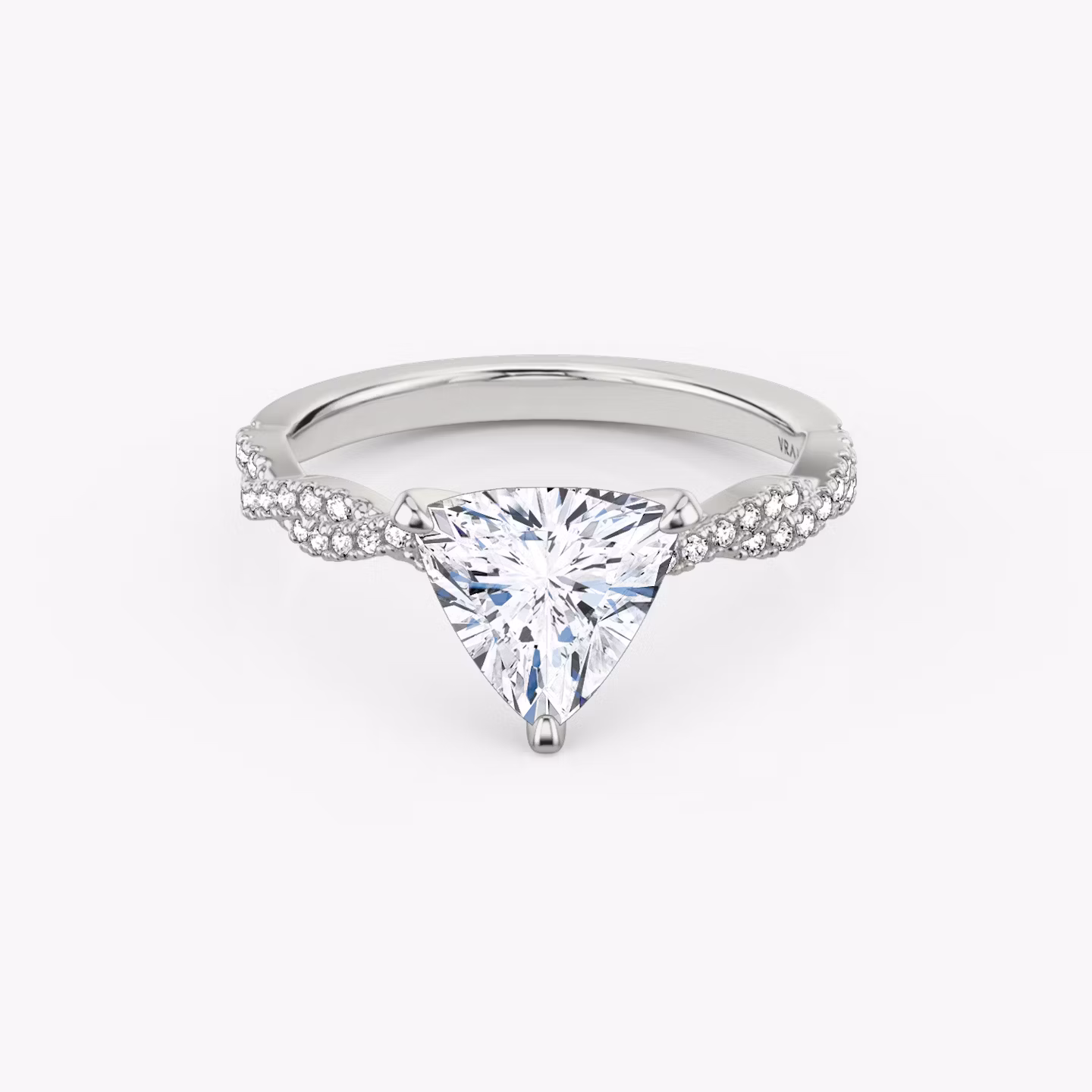 The Twisted Classic | Trillion | Platinum | bandAccent: Double pavé | diamondOrientation: vertical | caratWeight: other