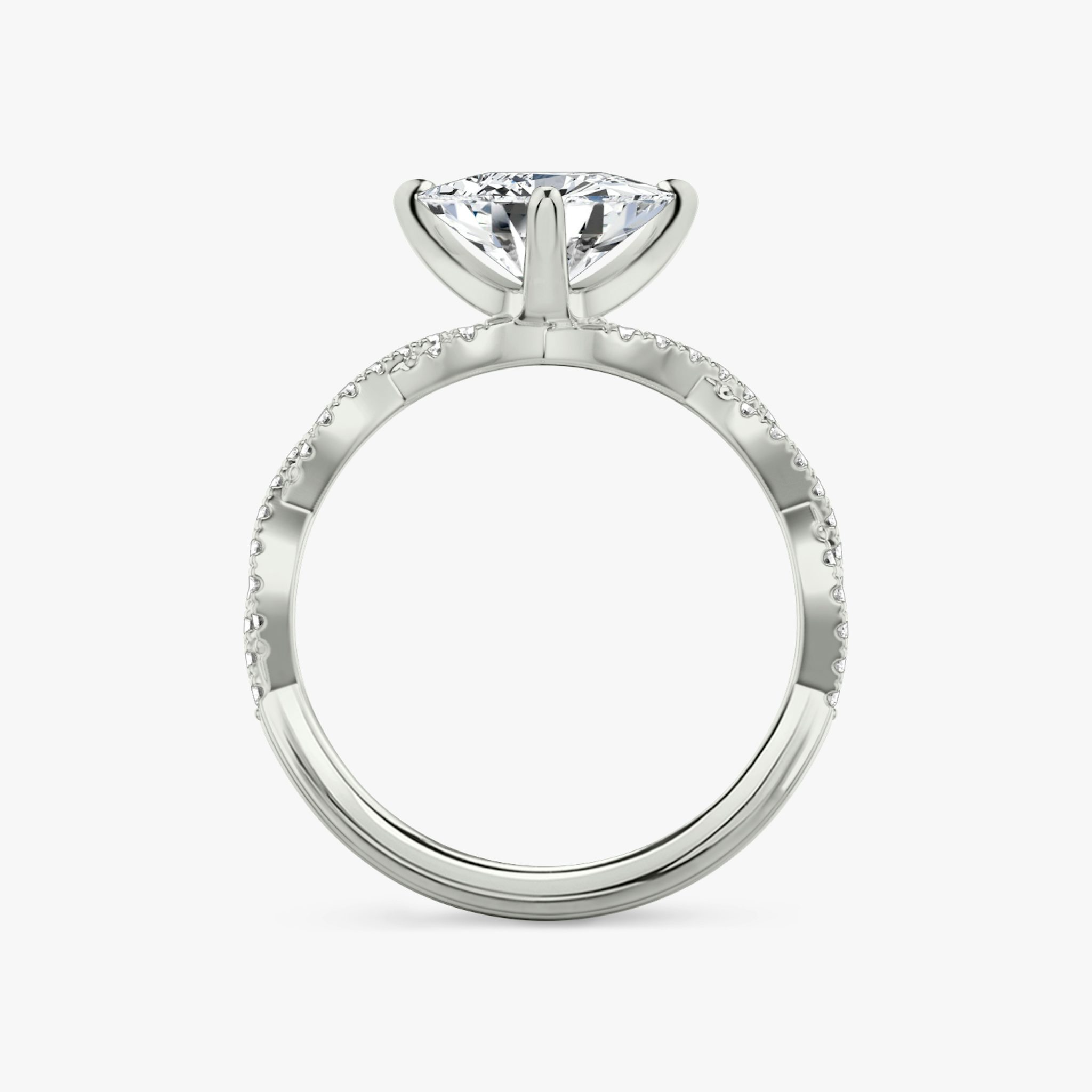 The Twisted Classic | Trillion | 18k | White Gold | bandAccent: Double pavé | diamondOrientation: vertical | caratWeight: other