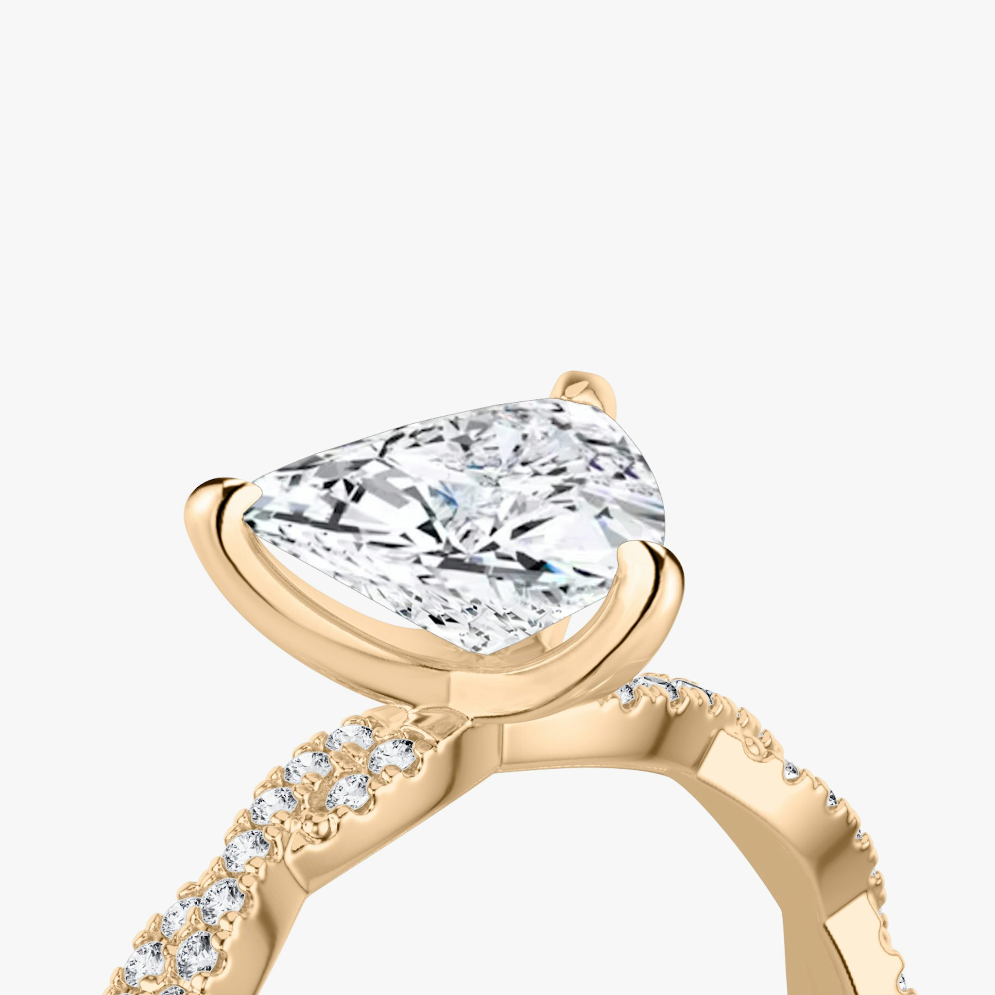 The Twisted Classic | Trillion | 14k | Rose Gold | bandAccent: Double pavé | diamondOrientation: vertical | caratWeight: other