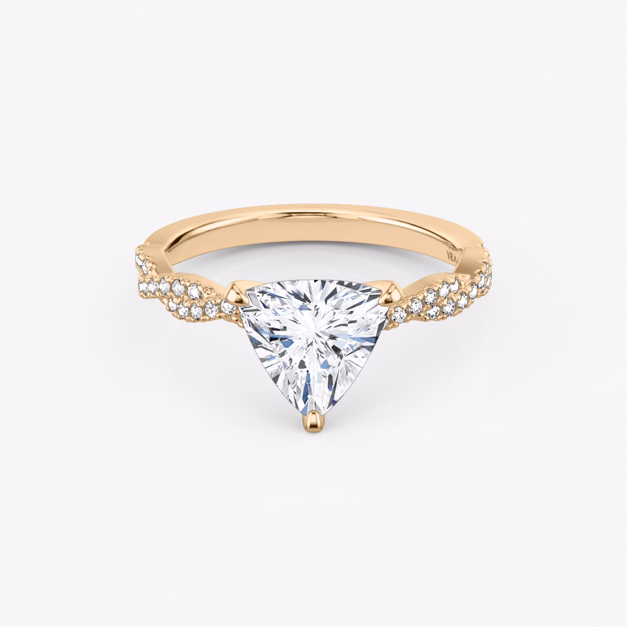 The Twisted Classic | Trillion | 14k | Rose Gold | bandAccent: Double pavé | diamondOrientation: vertical | caratWeight: other