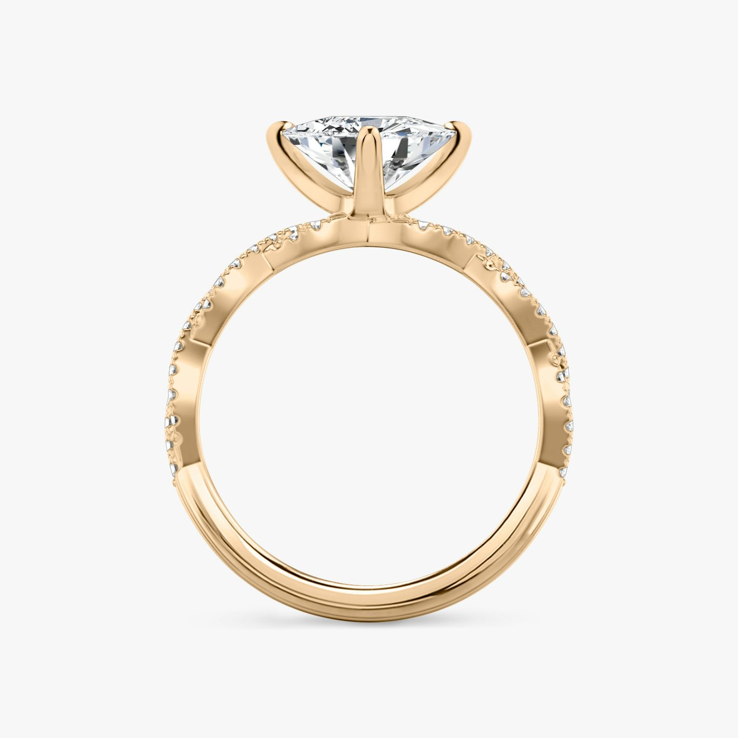 The Twisted Classic | Trillion | 14k | Rose Gold | bandAccent: Double pavé | diamondOrientation: vertical | caratWeight: other