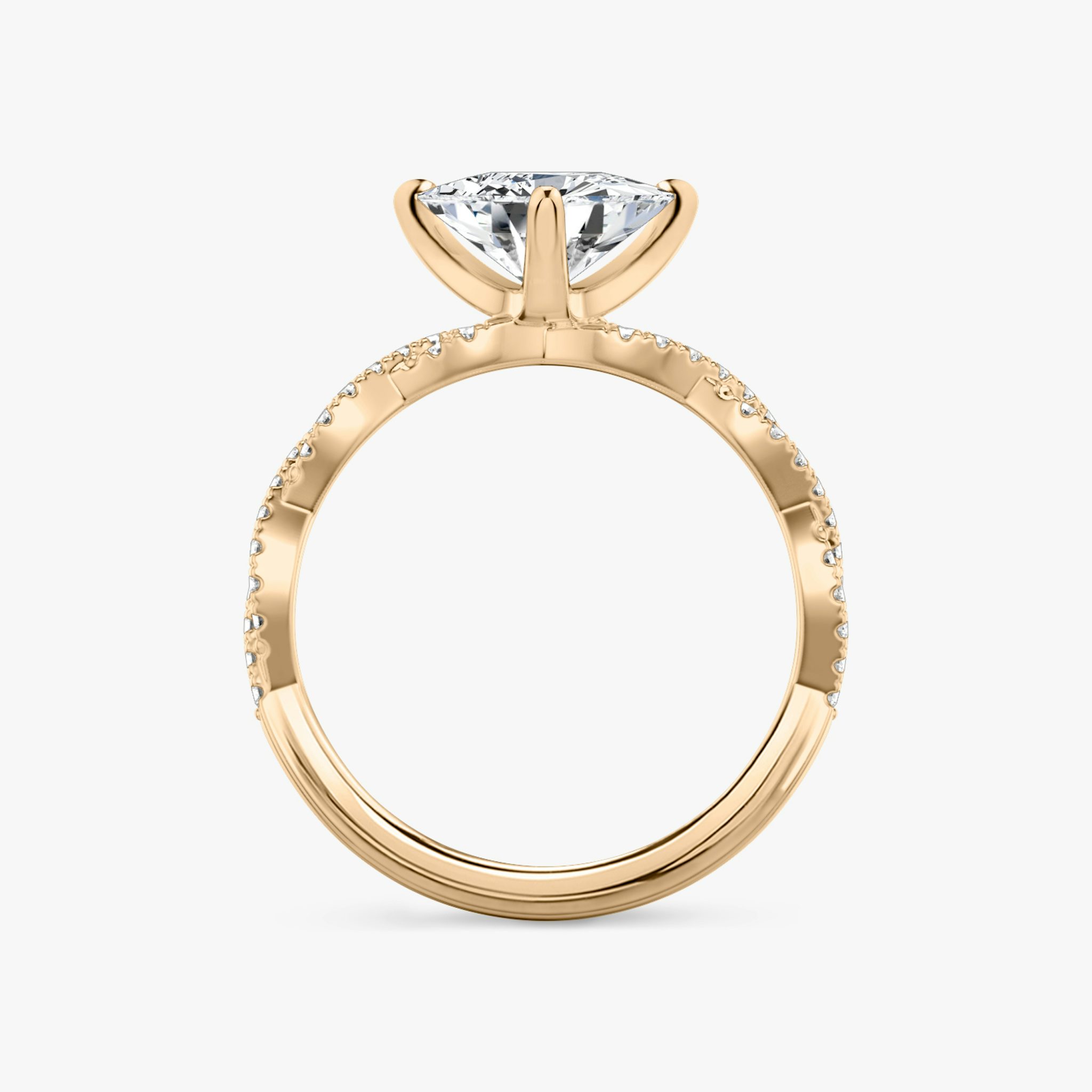 The Twisted Classic | Trillion | 14k | Rose Gold | bandAccent: Double pavé | diamondOrientation: vertical | caratWeight: other