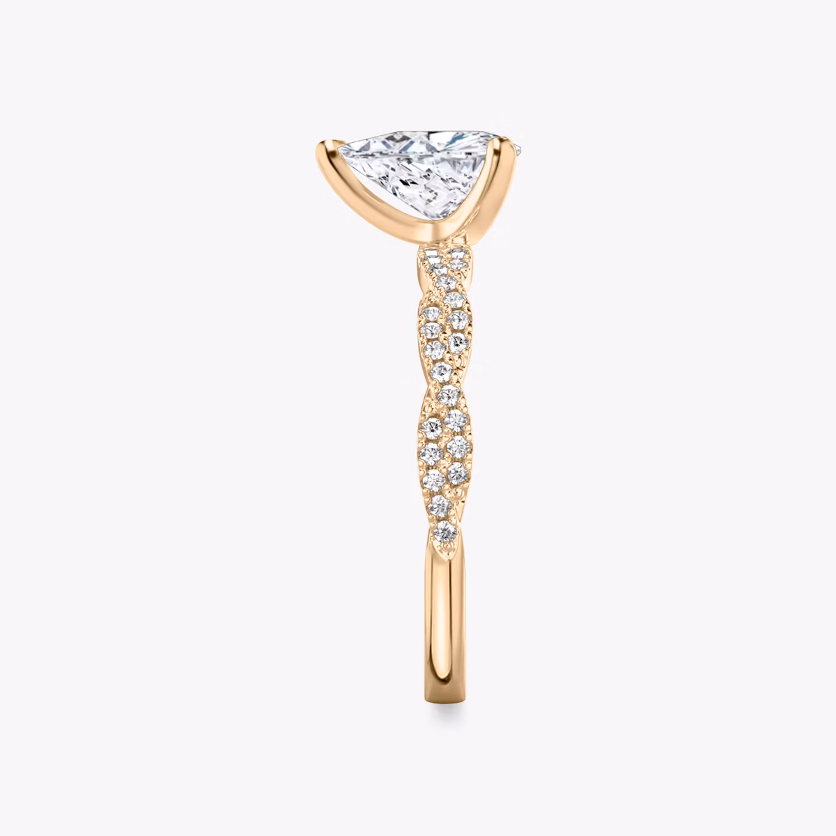 The Twisted Classic | Trillion | 14k | Rose Gold | bandAccent: Double pavé | diamondOrientation: vertical | caratWeight: other