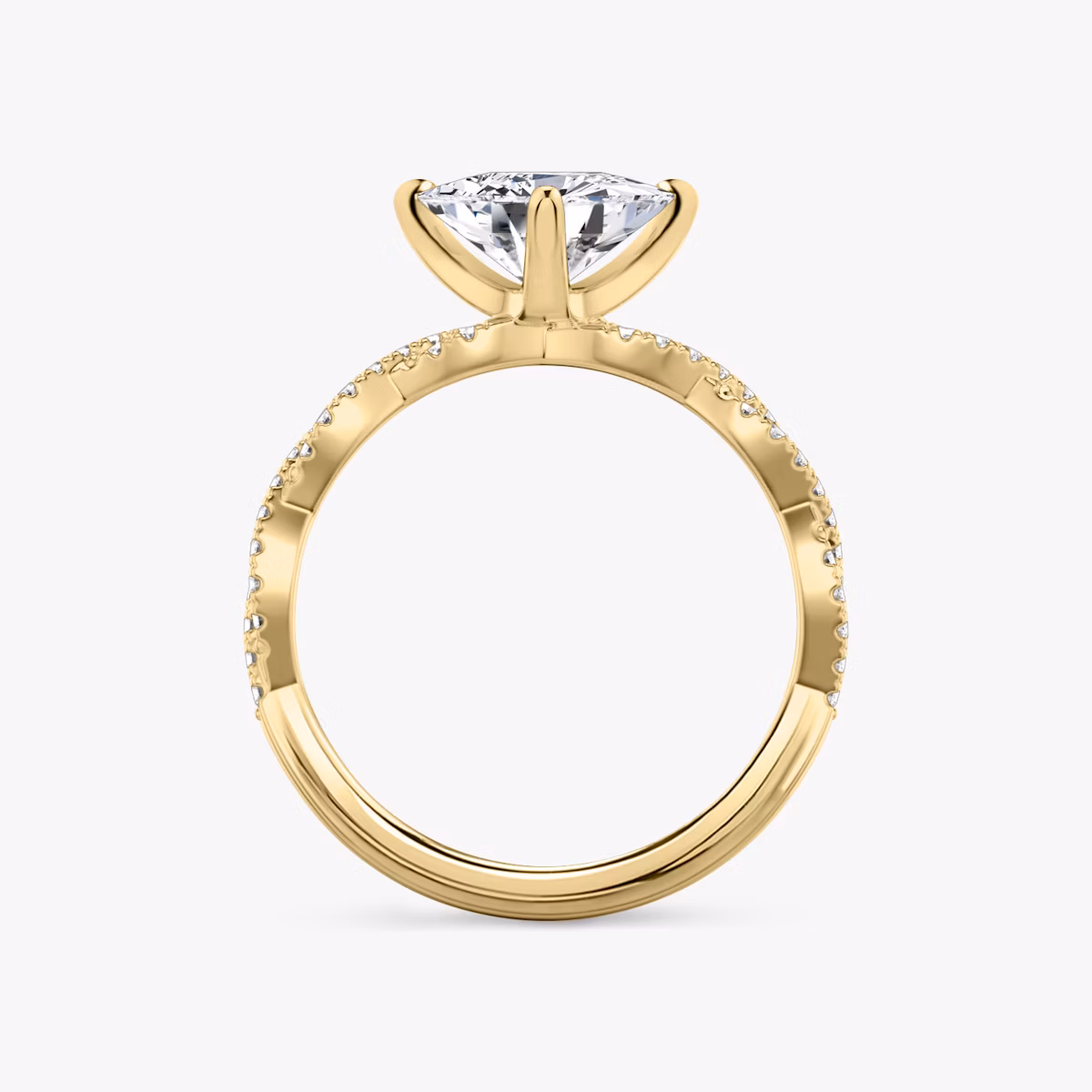 The Twisted Classic | Trillion | 18k | Yellow Gold | bandAccent: Double pavé | diamondOrientation: vertical | caratWeight: other