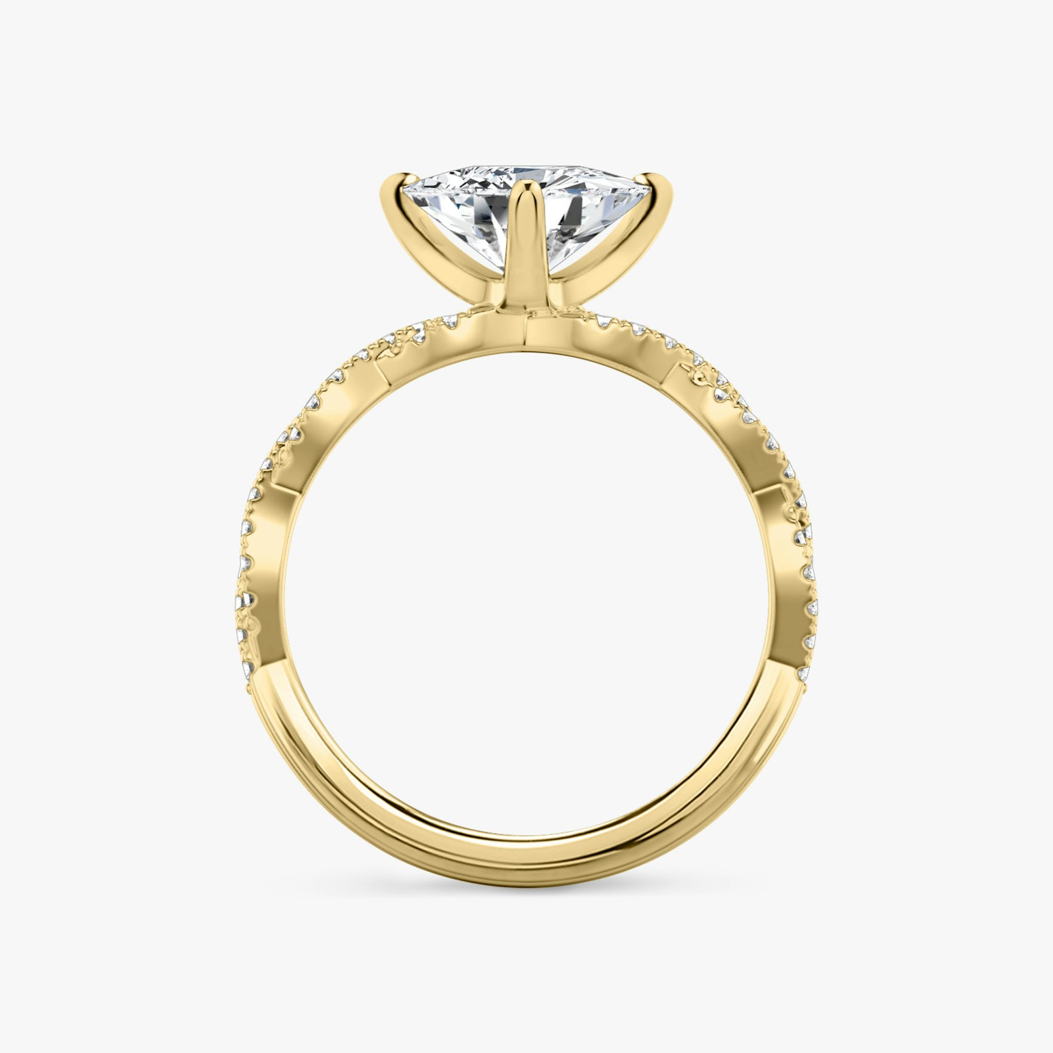 The Twisted Classic | Trillion | 18k | Yellow Gold | bandAccent: Double pavé | diamondOrientation: vertical | caratWeight: other