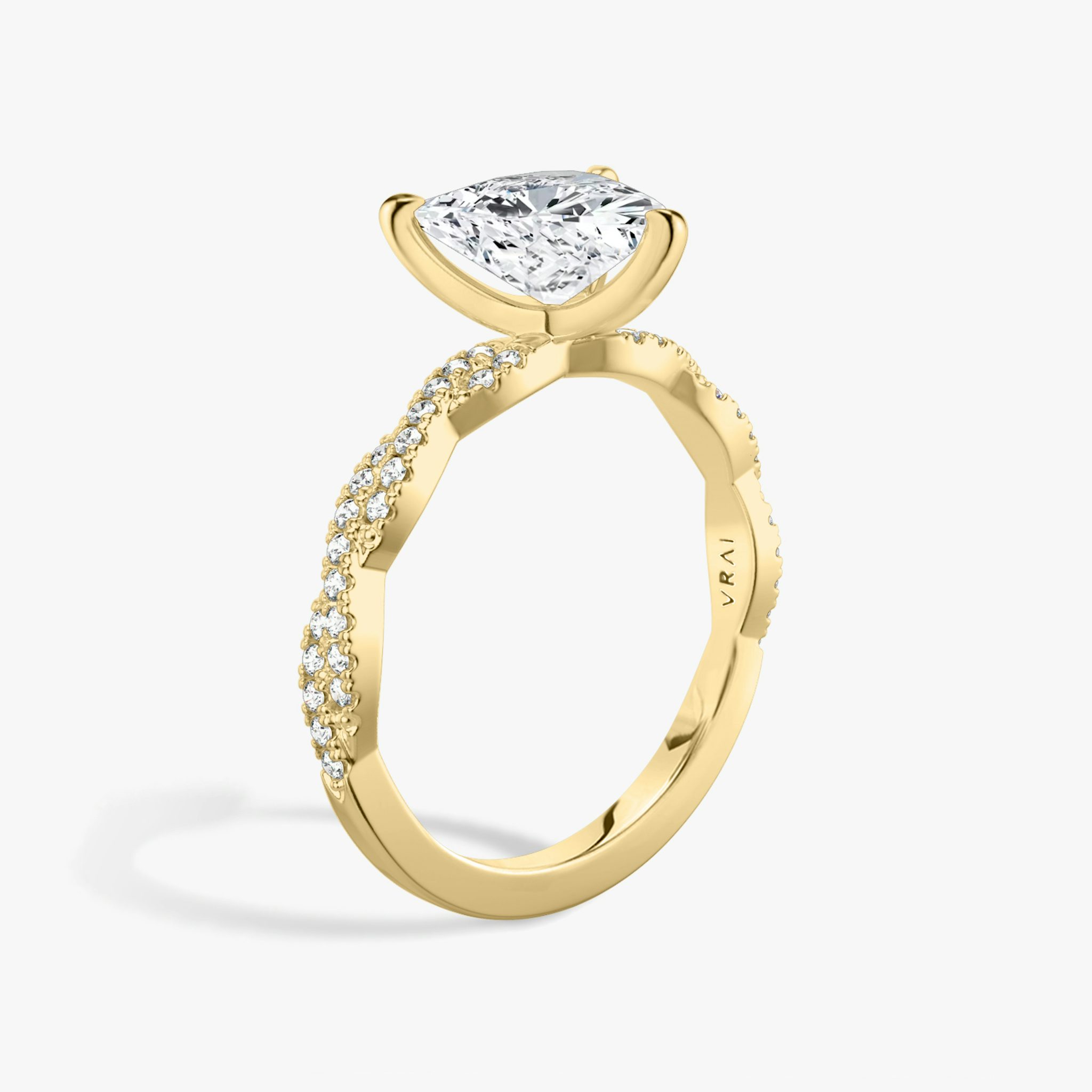 The Twisted Classic | Trillion | 18k | Yellow Gold | bandAccent: Double pavé | diamondOrientation: vertical | caratWeight: other