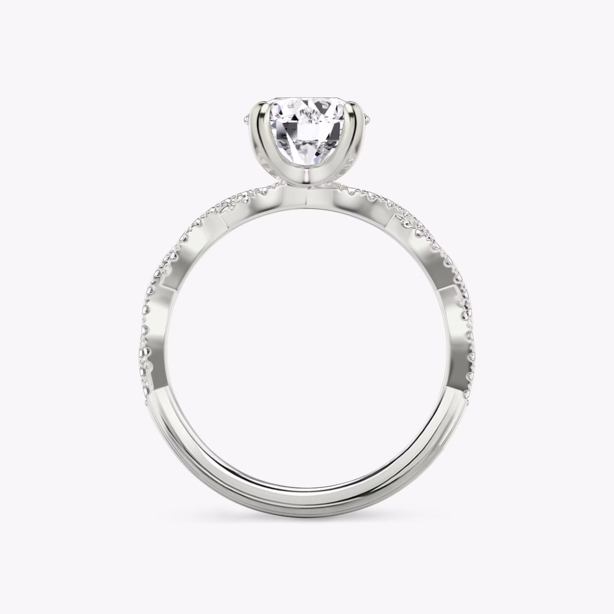 Twisted Classic | Rund | 18k | Weißgold | bandAccent: Mit doppeltem Pavé-Besatz | caratWeight: 1.0ct | diamondOrientation: vertical