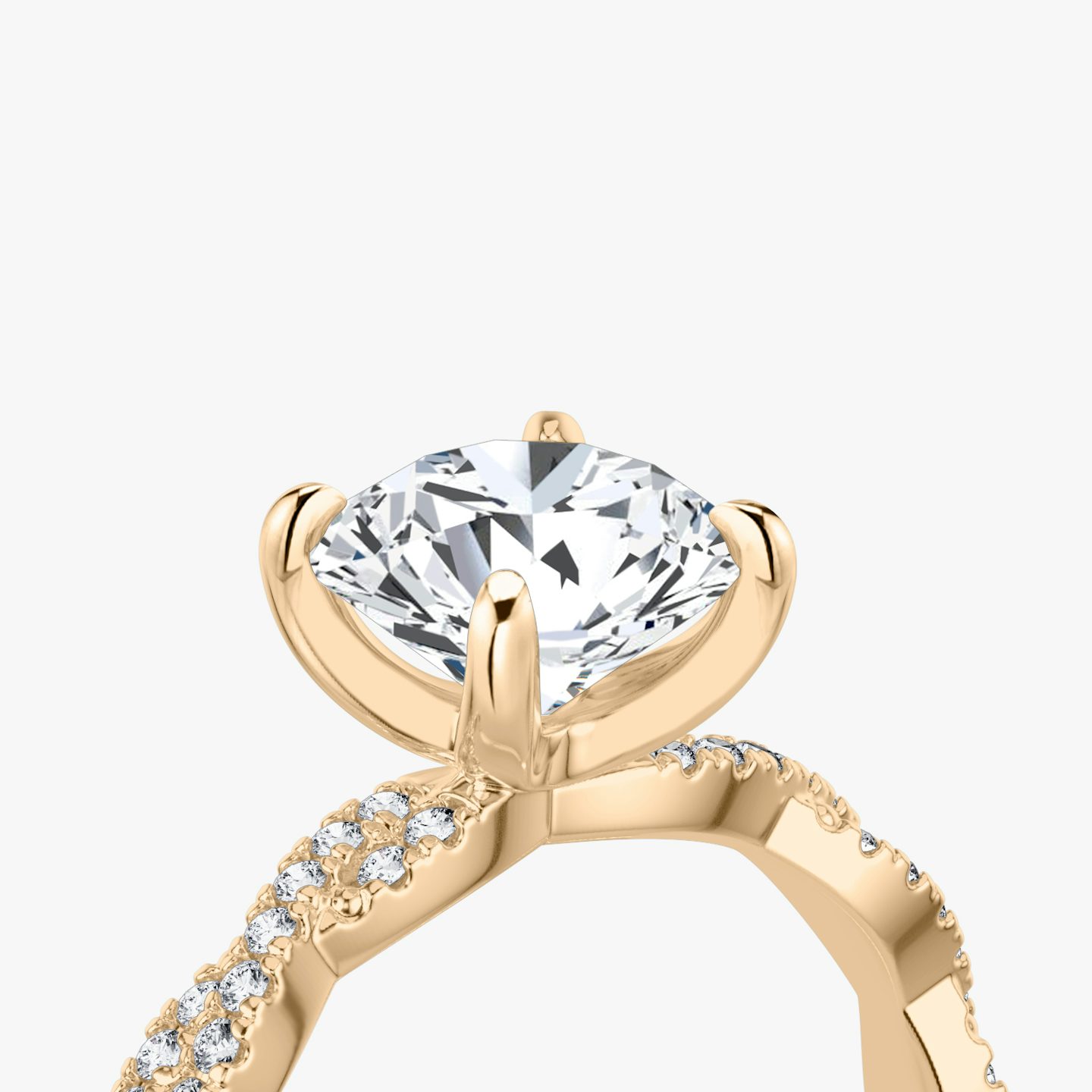 The Twisted Classic | Round Brilliant | 14k | Rose Gold | bandAccent: Double pavé | caratWeight: 1.5ct | diamondOrientation: vertical