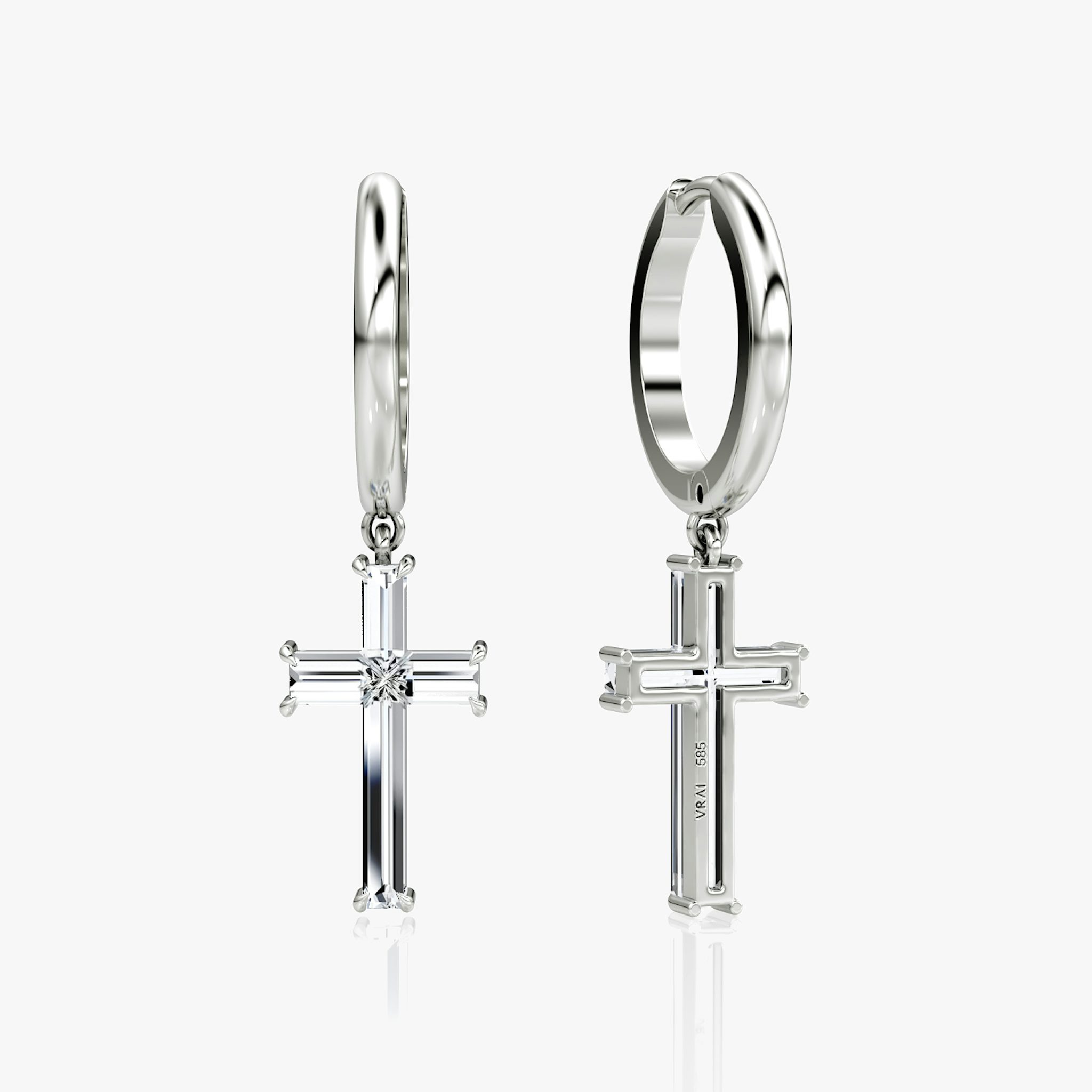 Petite Cross Huggie Hoop | cross | 14k | White Gold | bandAccent: Plain | hoopAccent: Plain