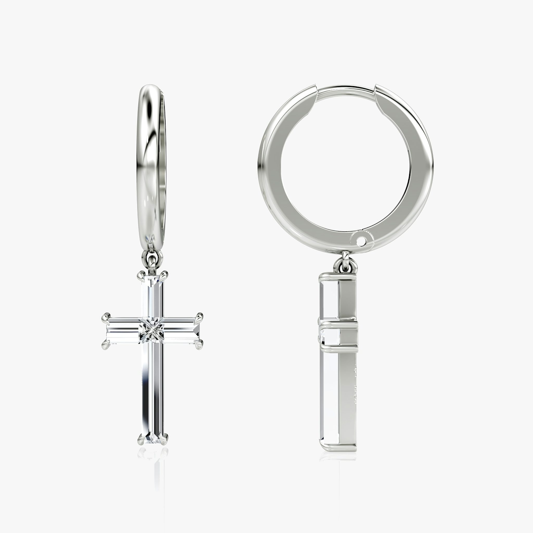 Petite Cross Huggie Hoop | cross | 14k | White Gold | bandAccent: Plain | hoopAccent: Plain