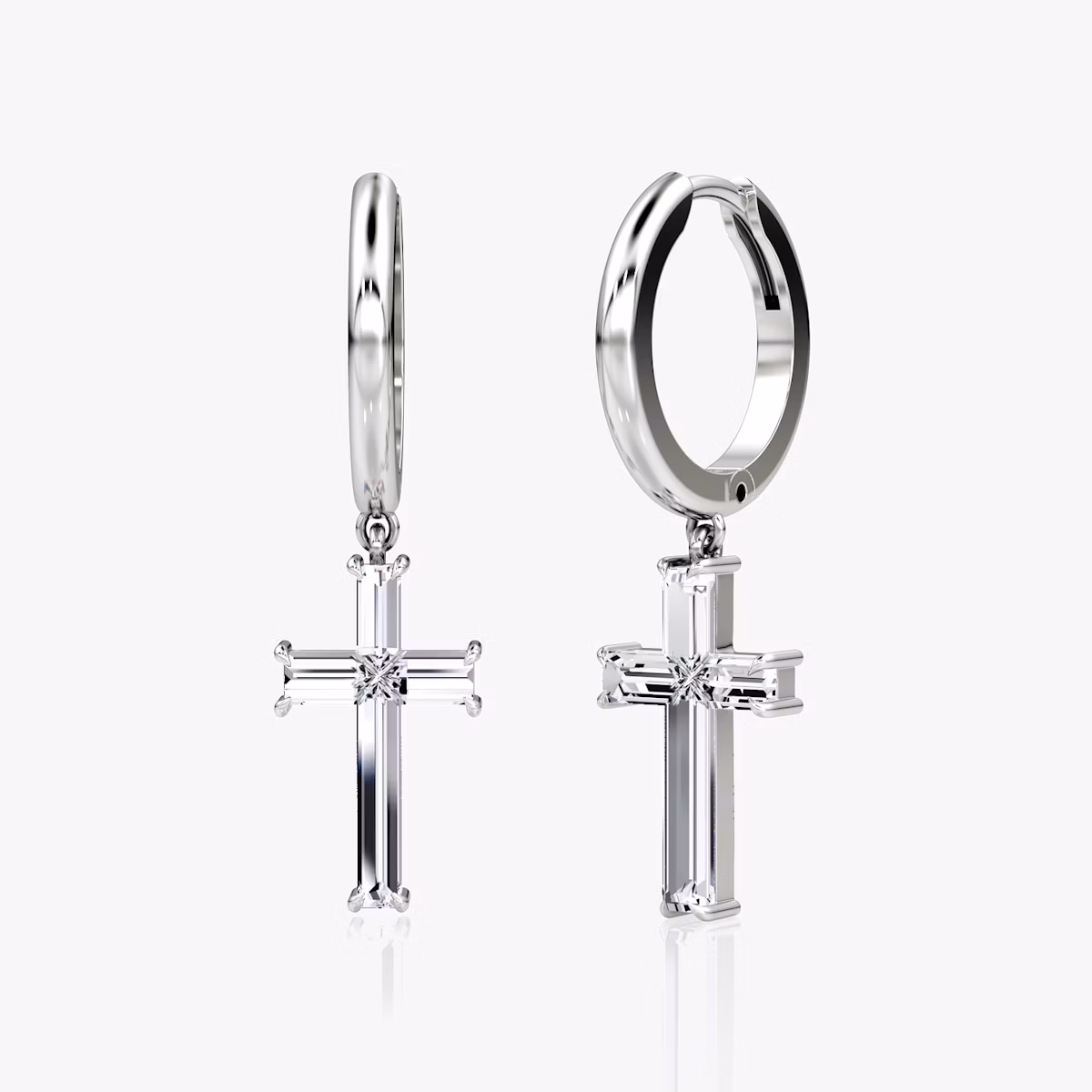 Petite Cross Huggie Hoop | cross | 14k | White Gold | bandAccent: Plain | hoopAccent: Plain