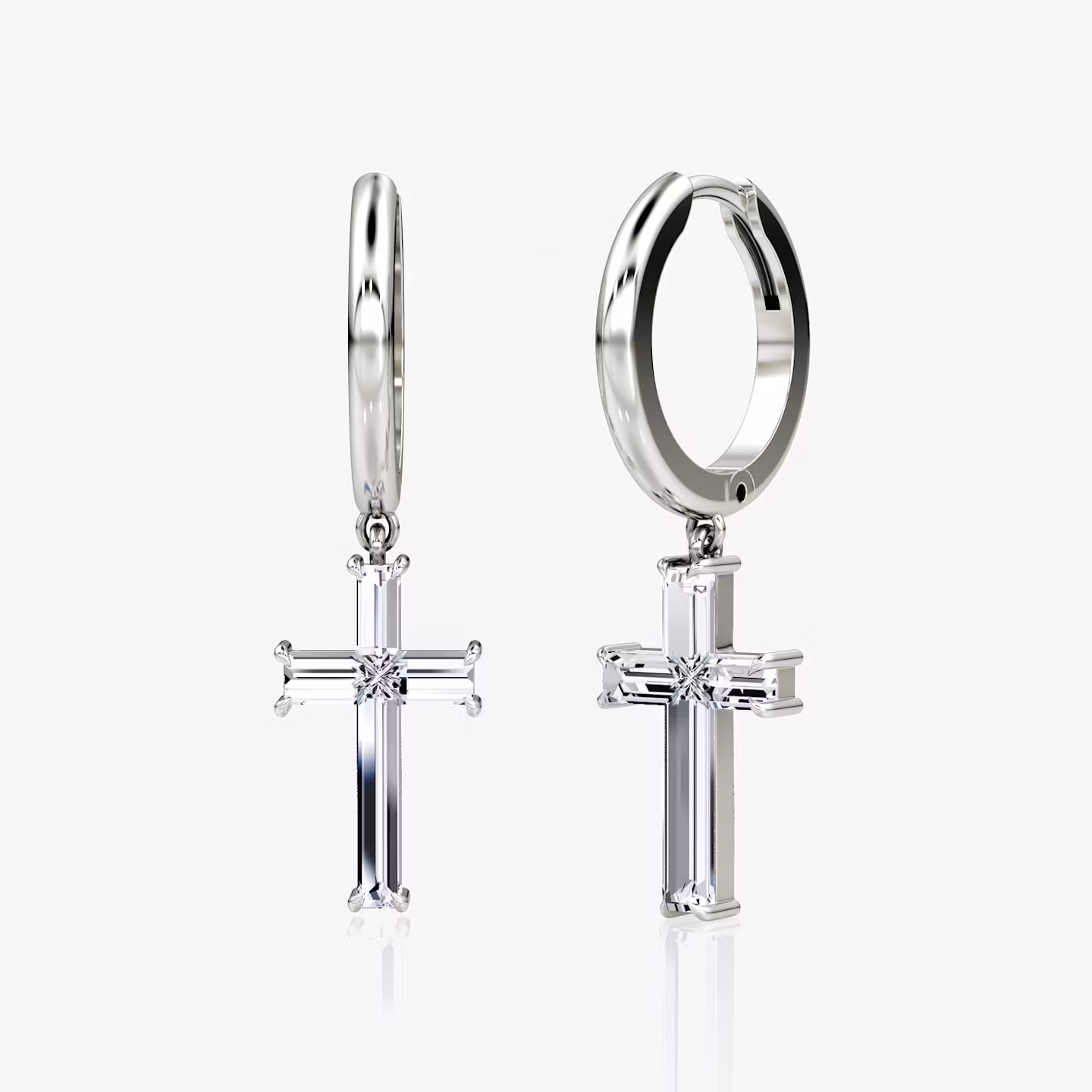 Petite Cross Huggie Hoop cross | White Gold