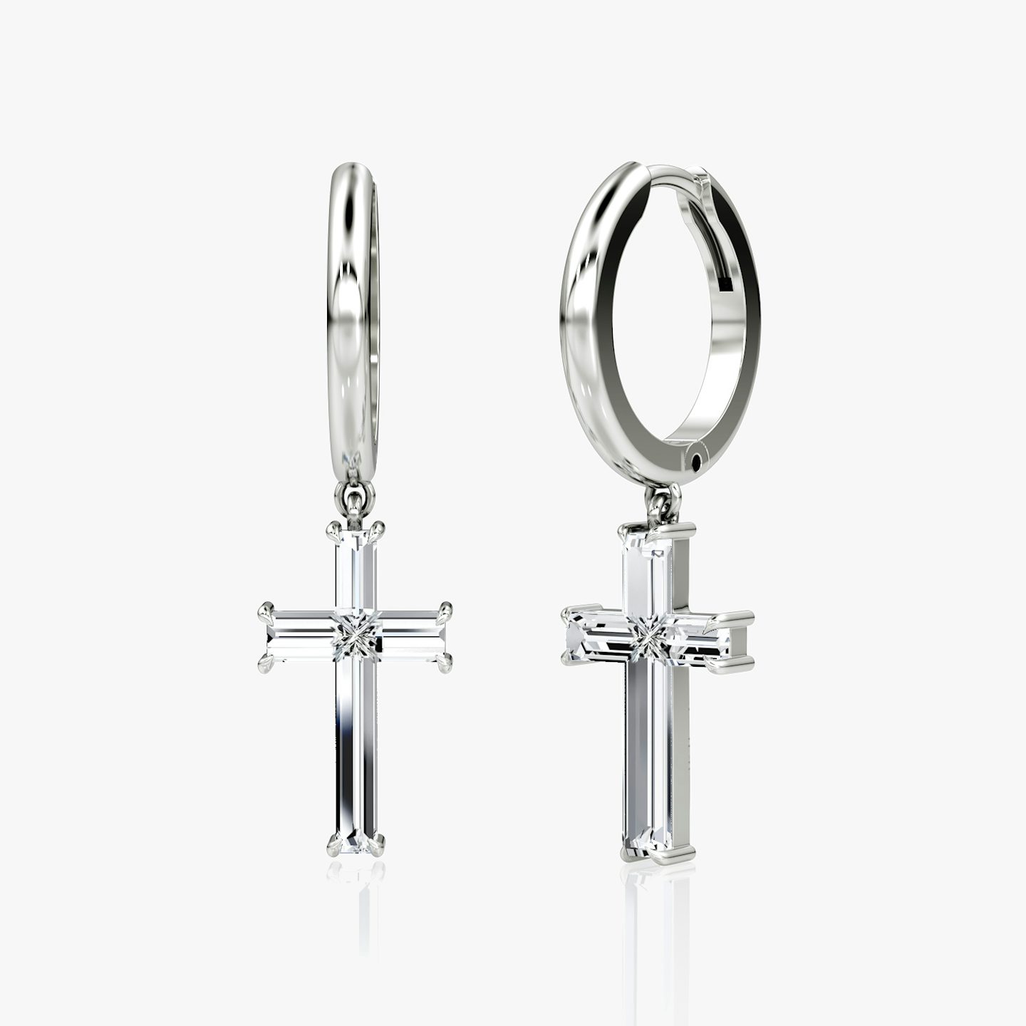 Petite Cross Huggie Hoop | cross | 14k | White Gold | bandAccent: Plain | hoopAccent: Plain
