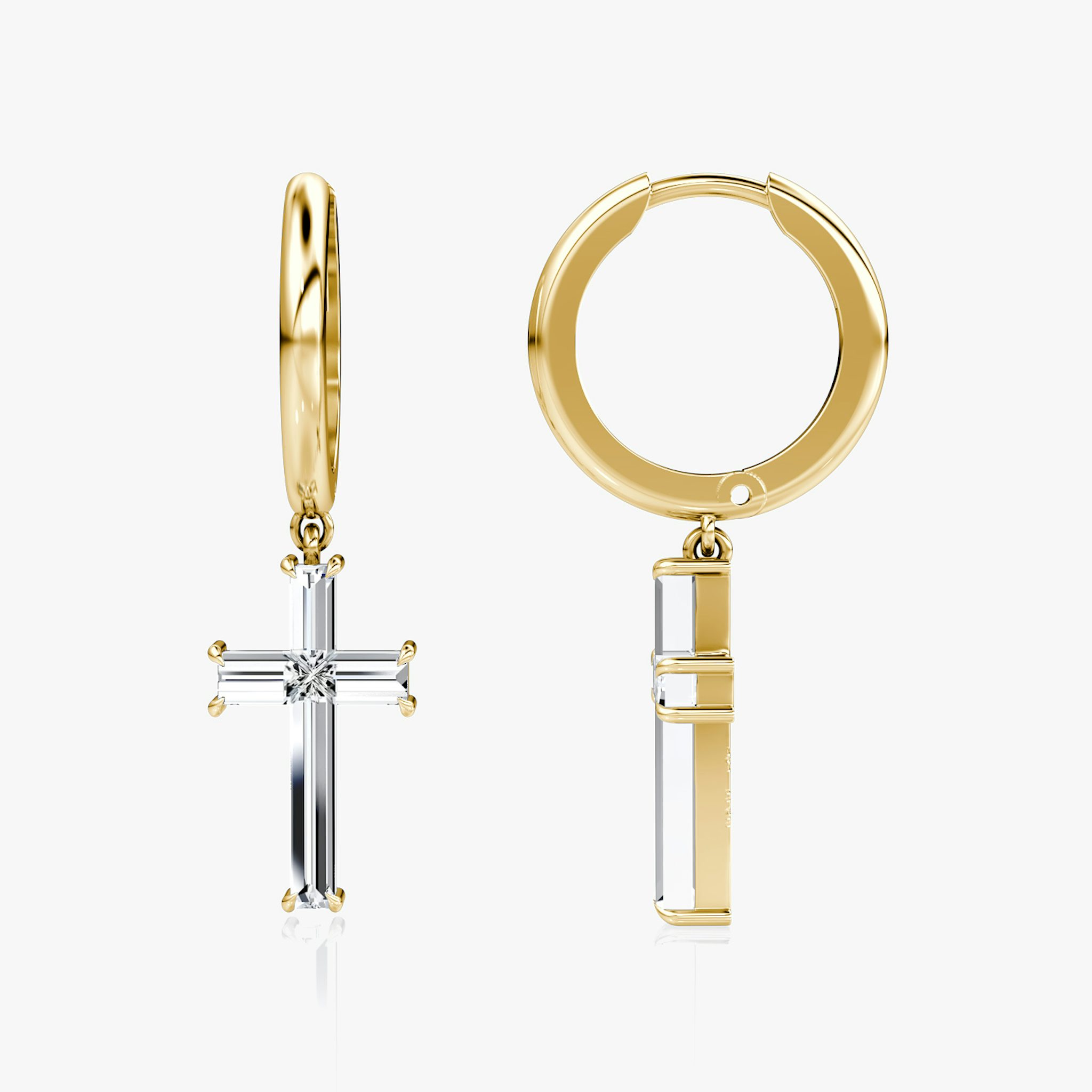 Petite Cross Huggie Hoop | cross | 14k | Yellow Gold | bandAccent: Plain | hoopAccent: Plain