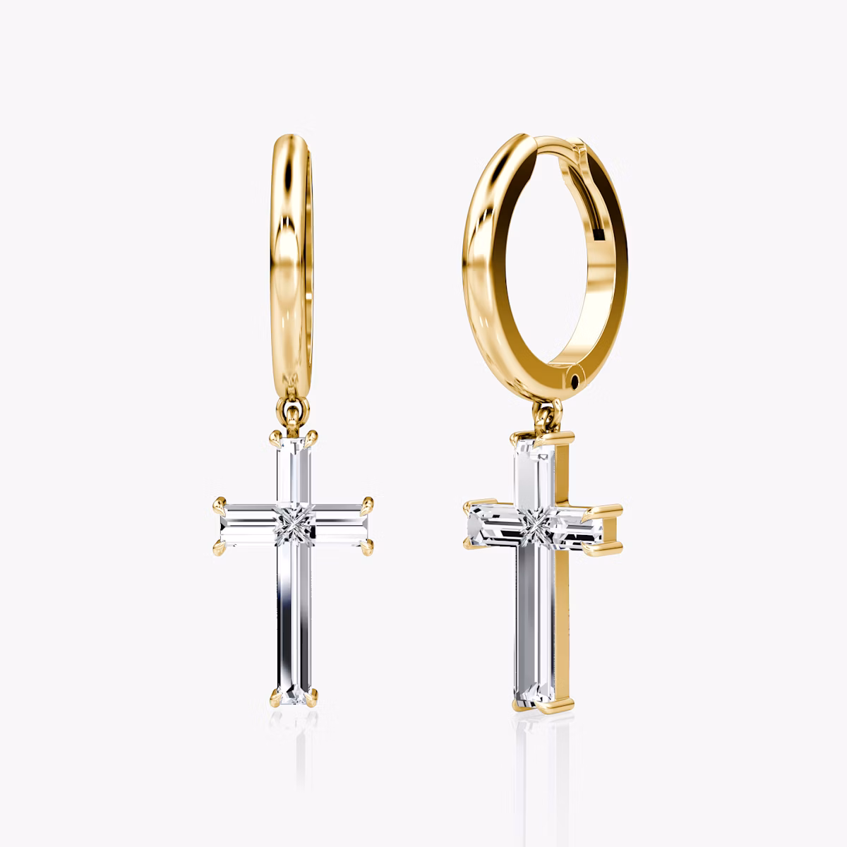 Petite Cross Huggie Hoop | cross | 14k | Yellow Gold | bandAccent: Plain | hoopAccent: Plain