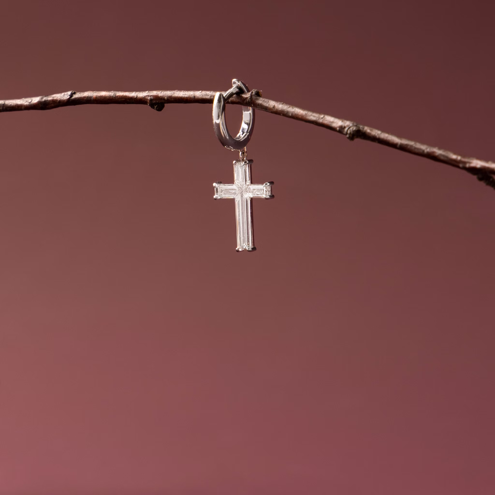 Petite Cross Huggie Hoop | cross | 14k | Yellow Gold | bandAccent: Plain | hoopAccent: Plain