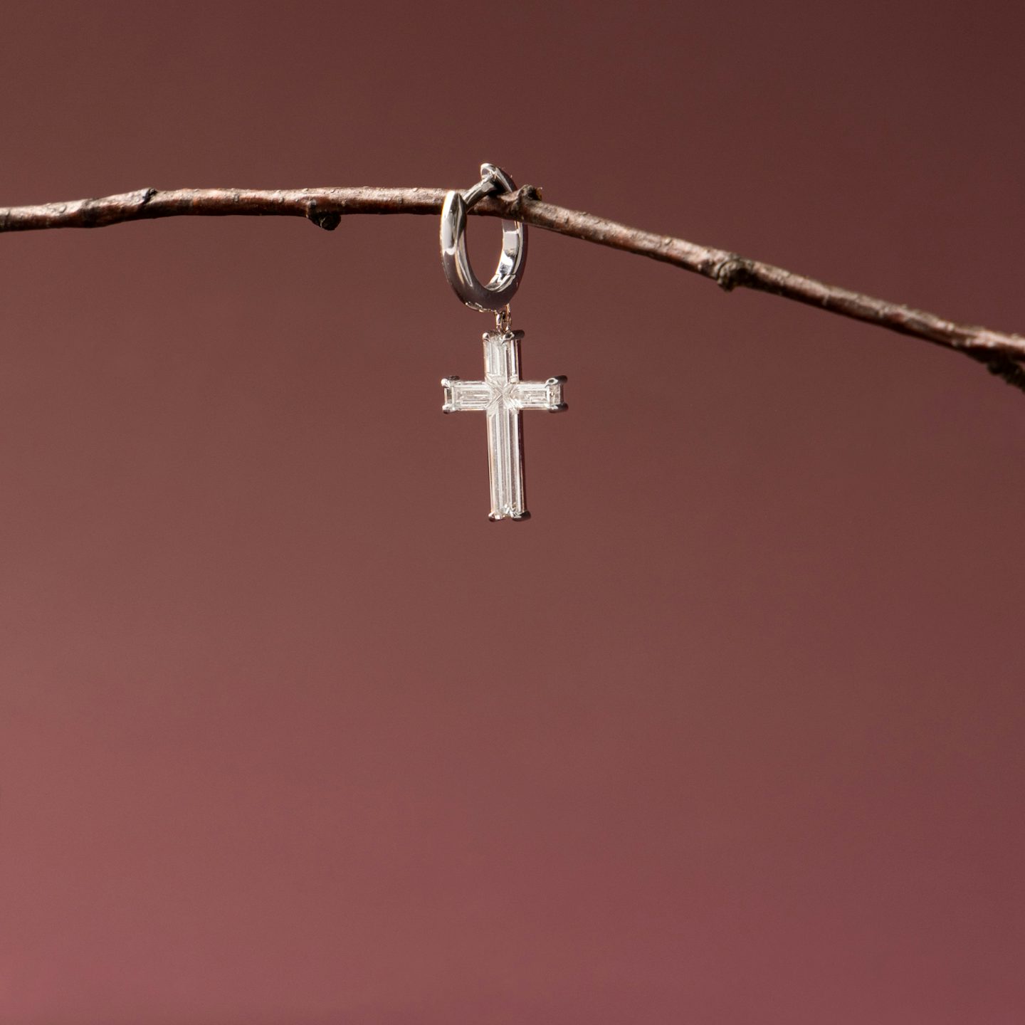 Petite Cross Huggie Hoop | cross | 14k | Yellow Gold | bandAccent: Pavé | hoopAccent: Pavé