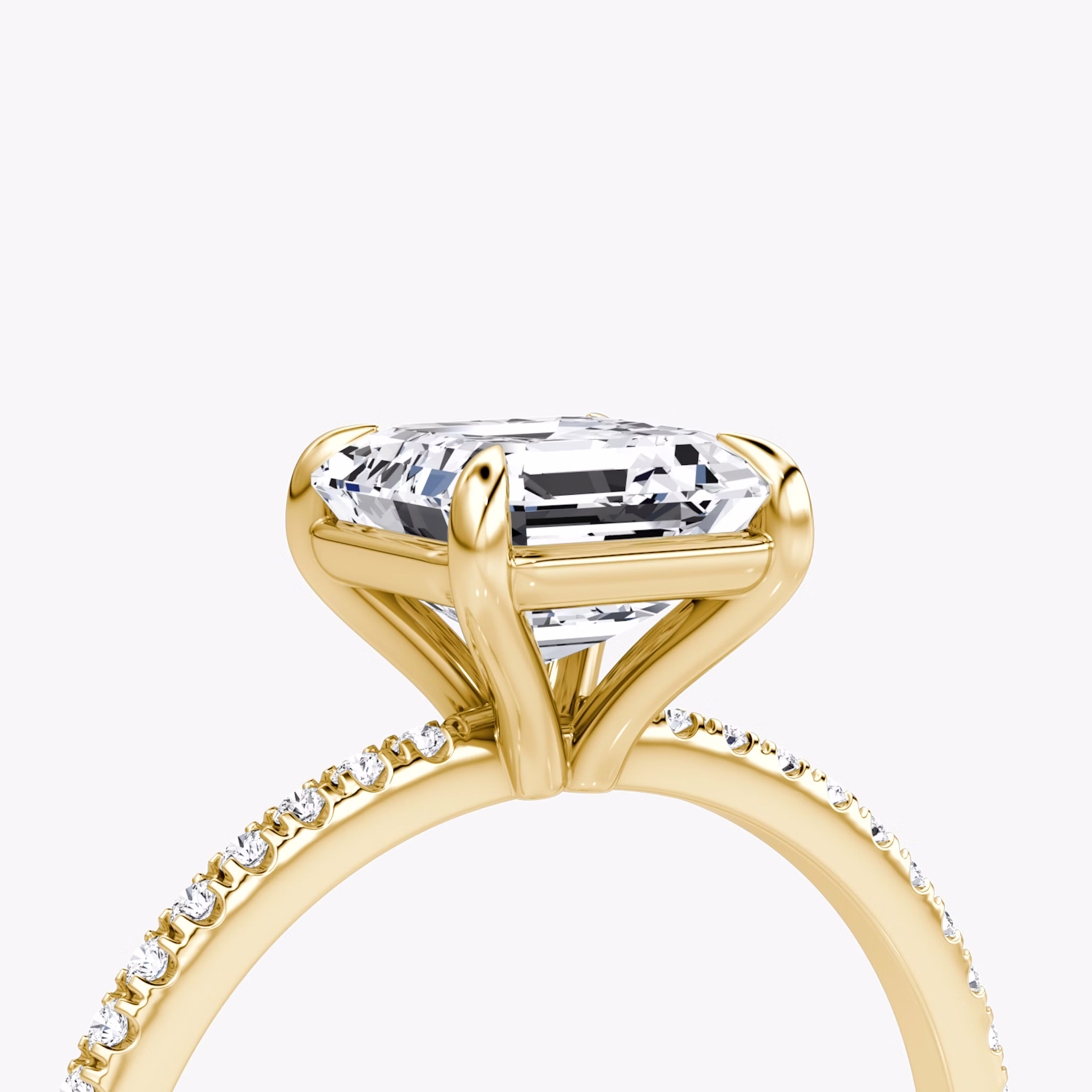 The Petite 4-Prong Solitaire | Asscher | 18k | Yellow Gold | bandAccent: Pavé | diamondOrientation: vertical | caratWeight: other