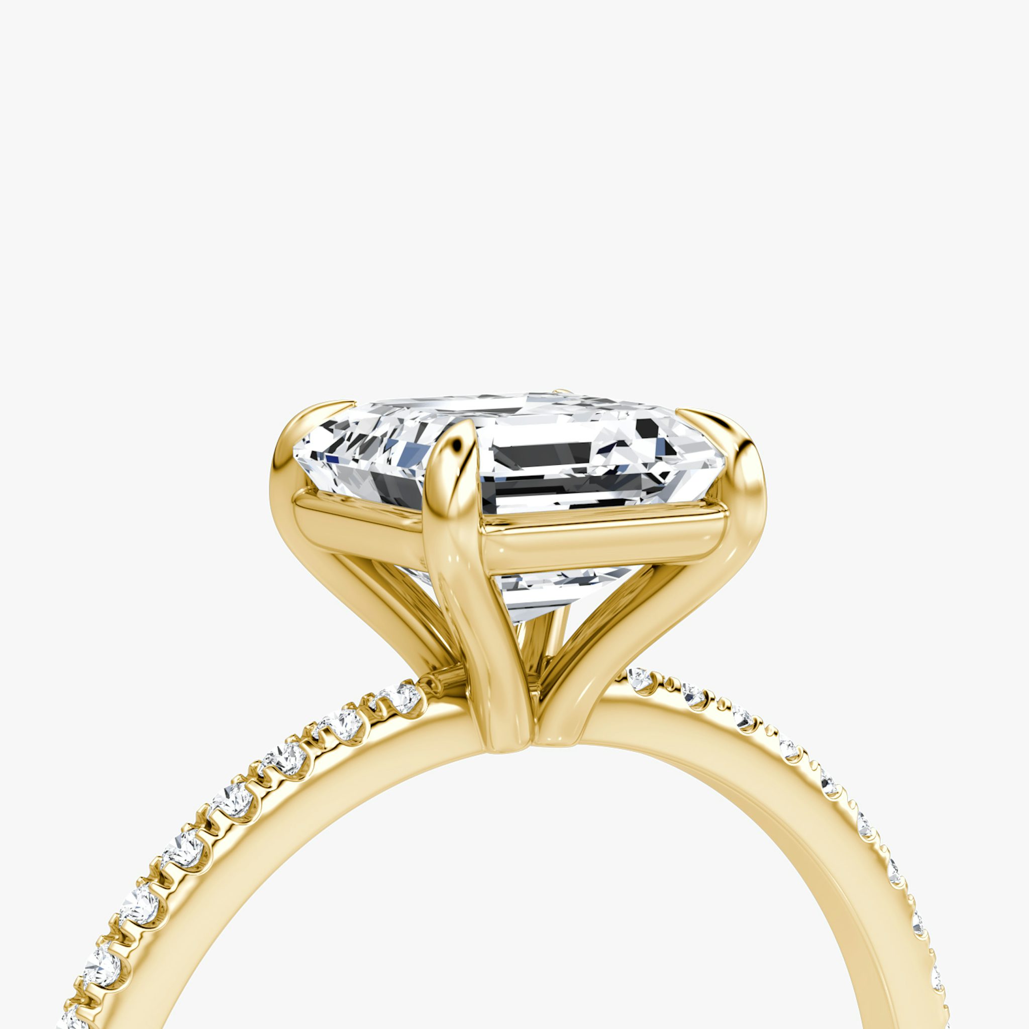 The Petite 4-Prong Solitaire | Asscher | 18k | Yellow Gold | bandAccent: Pavé | diamondOrientation: vertical | caratWeight: other
