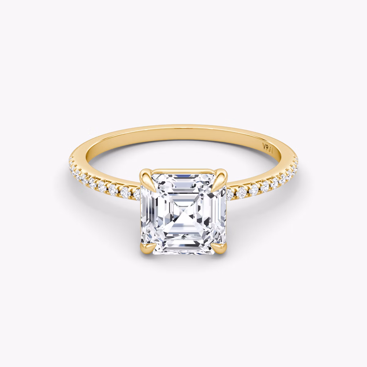 The Petite 4-Prong Solitaire | Asscher | 18k | Yellow Gold | bandAccent: Pavé | diamondOrientation: vertical | caratWeight: other